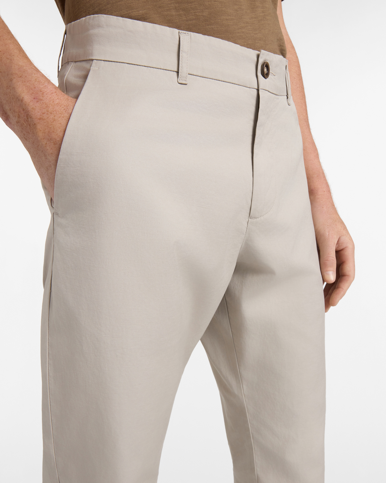 Chino Uomo in Cotone e Lino Regular Fit, Beige, large image number 2