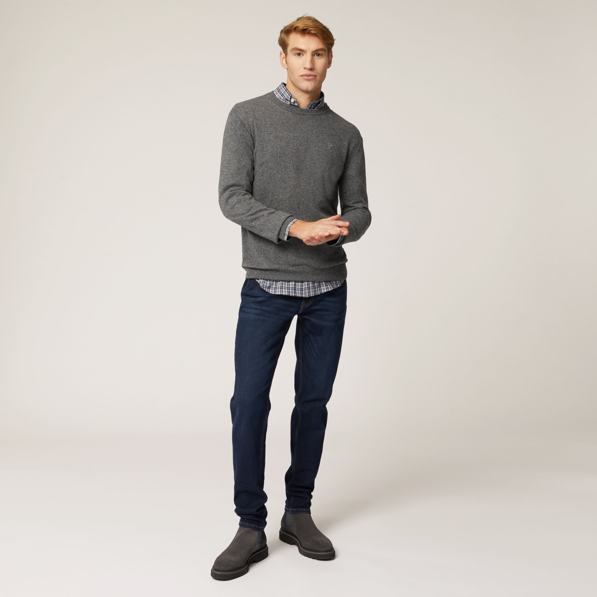 Pullover Girocollo Hbj, Grigio, large image number 3