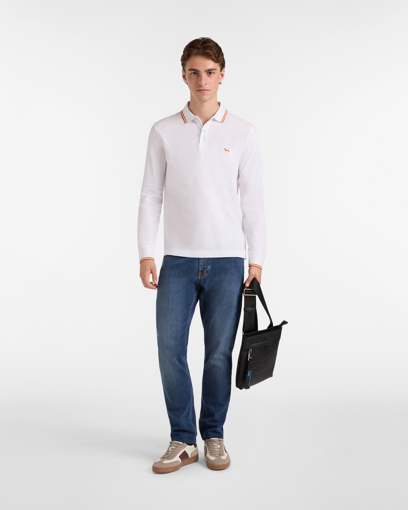 Long Sleeve Righini Polo, White, large image number 3