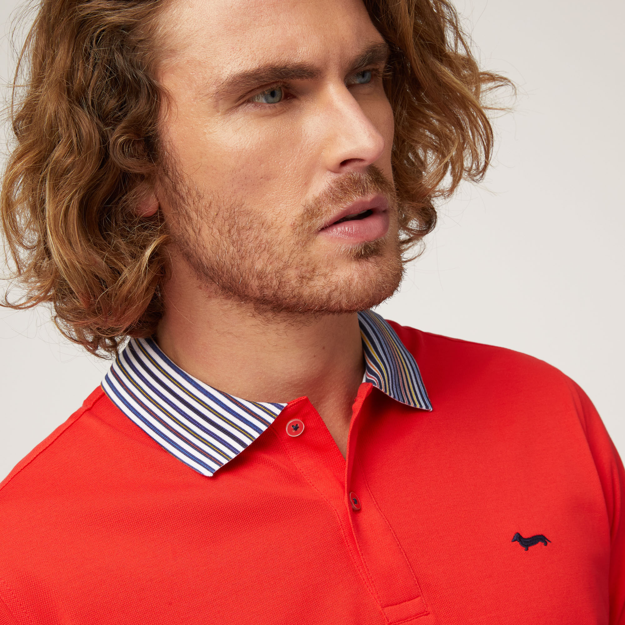 Polo with Contrasting Print, Light Red, large image number 2