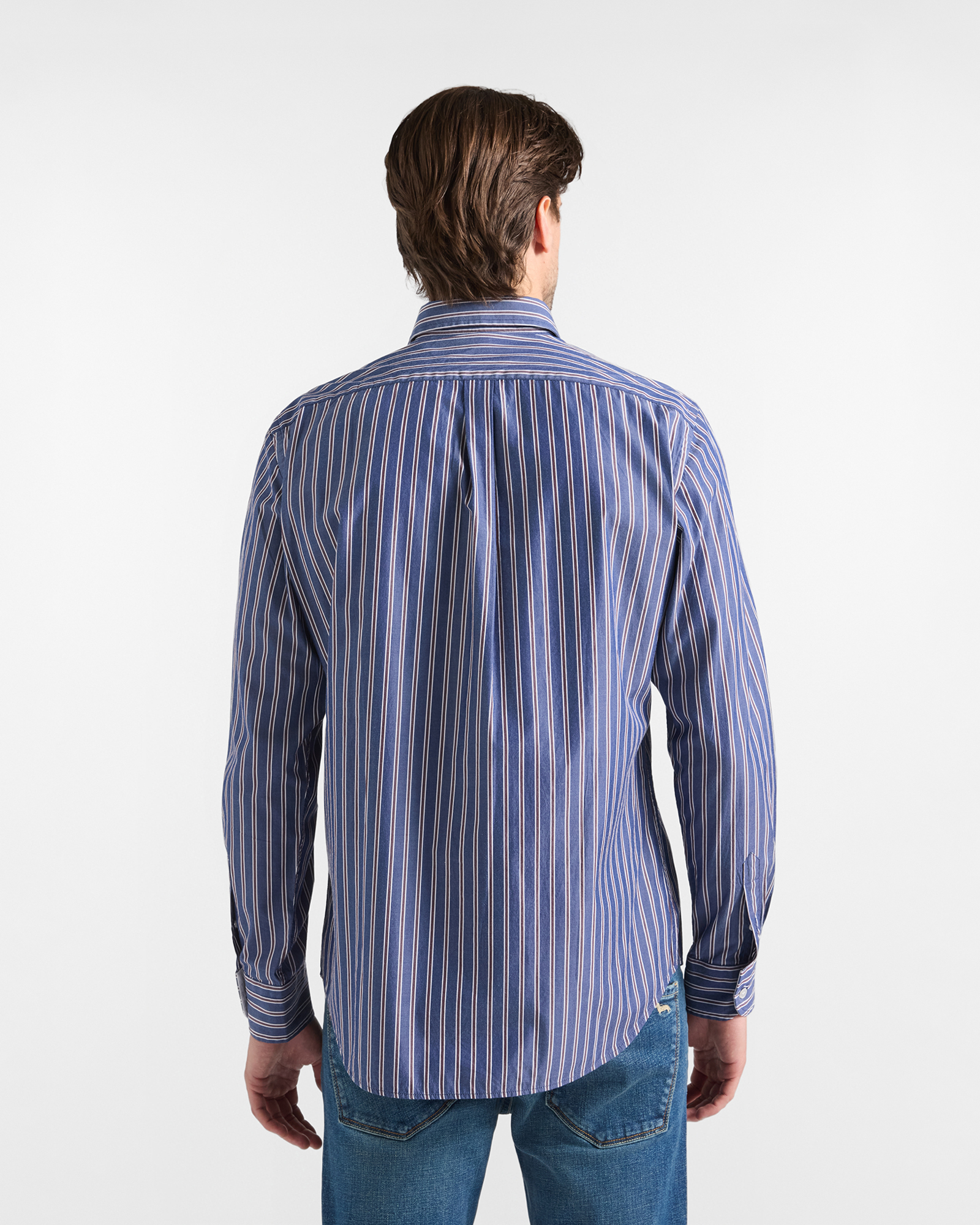 Men's regular-fit cotton shirt with regimental stripes, NAVY BLUE, large image number 2