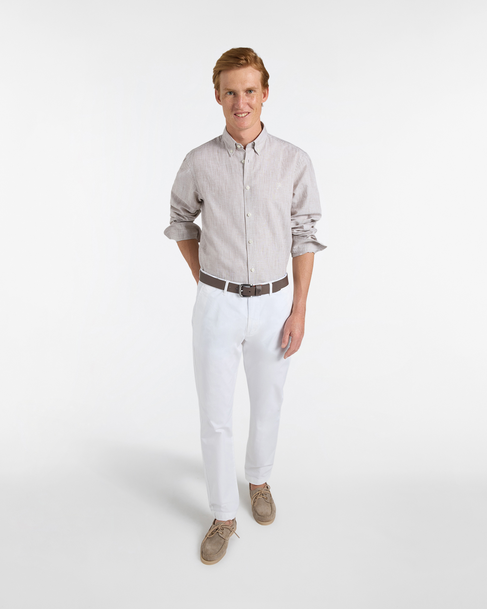 Camicia Uomo Misto Lino Regular Fit, Beige, large image number 3