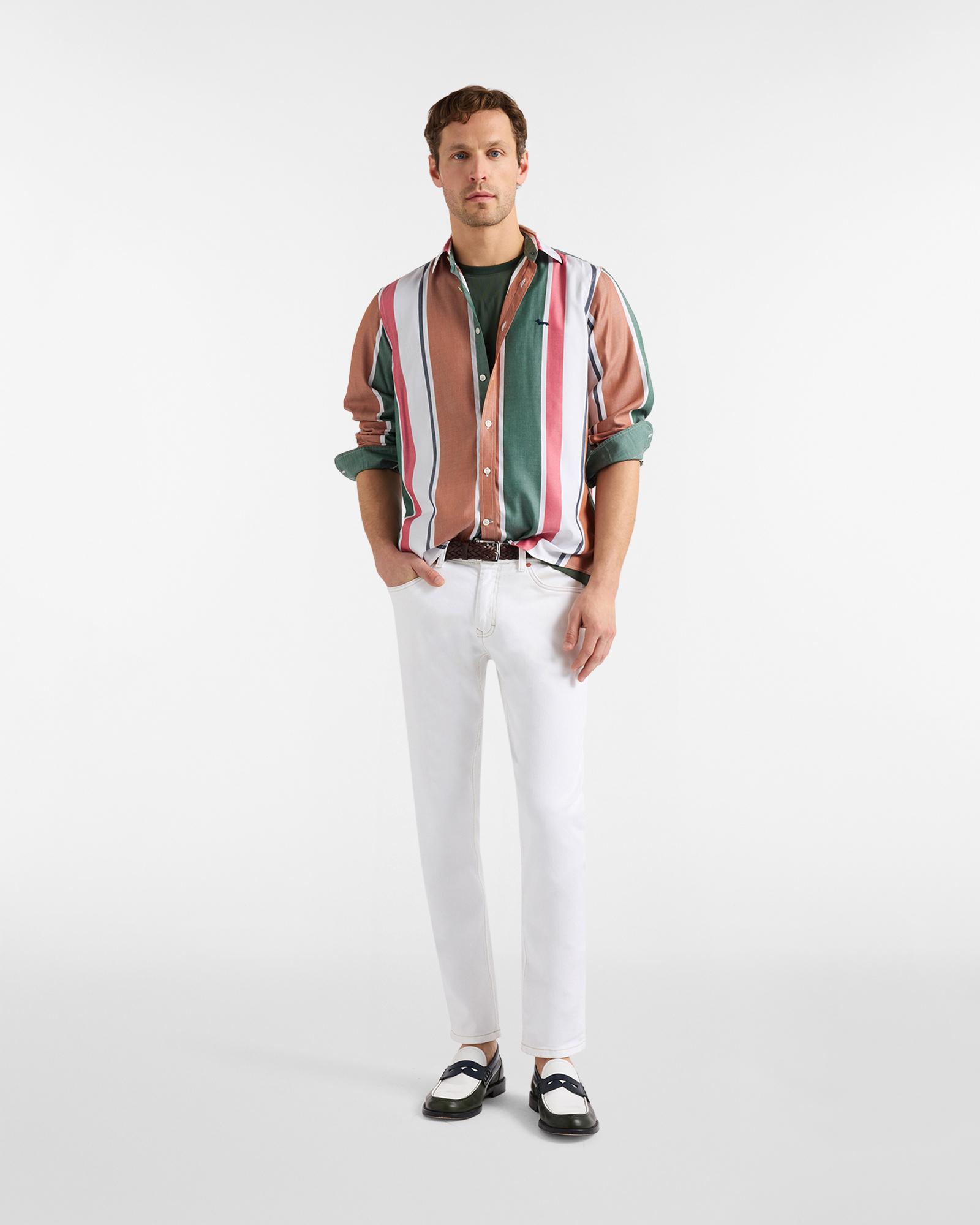 Regular-fit shirt with wide stripes, Red, large image number 3