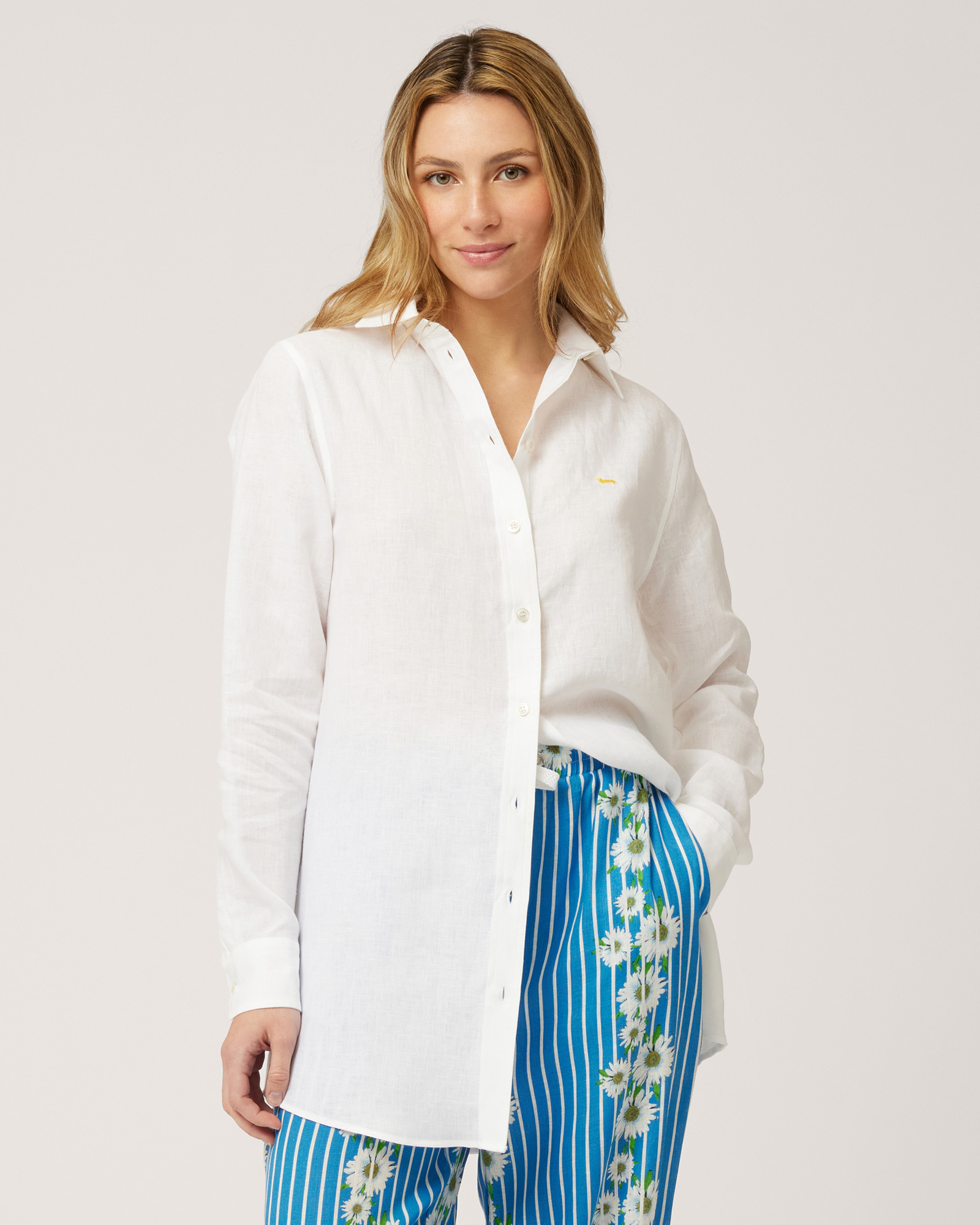 Camicia Lunga In Lino, Bianco, large image number 0