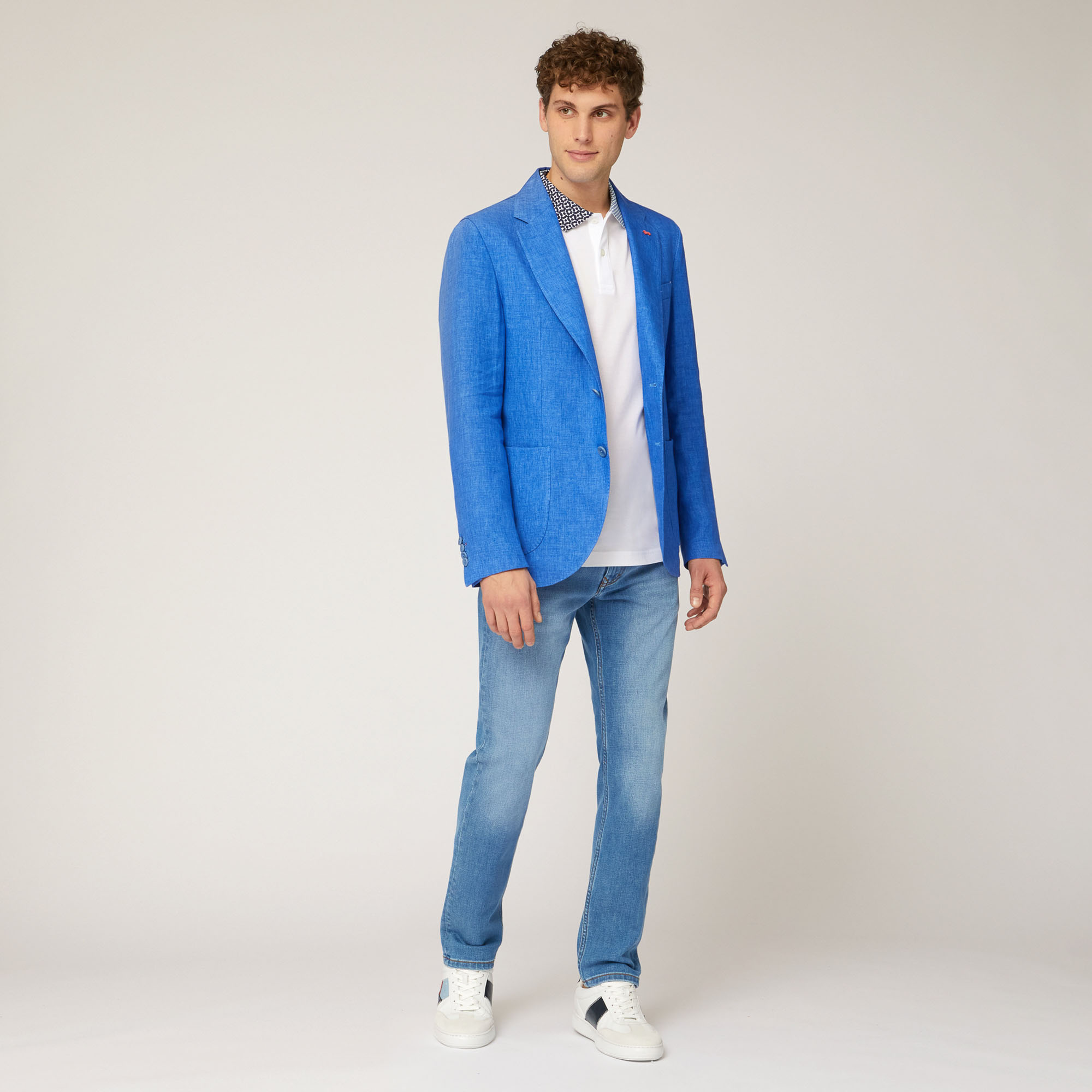 Linen Jacket with Pockets, Cobalt blue, large image number 3