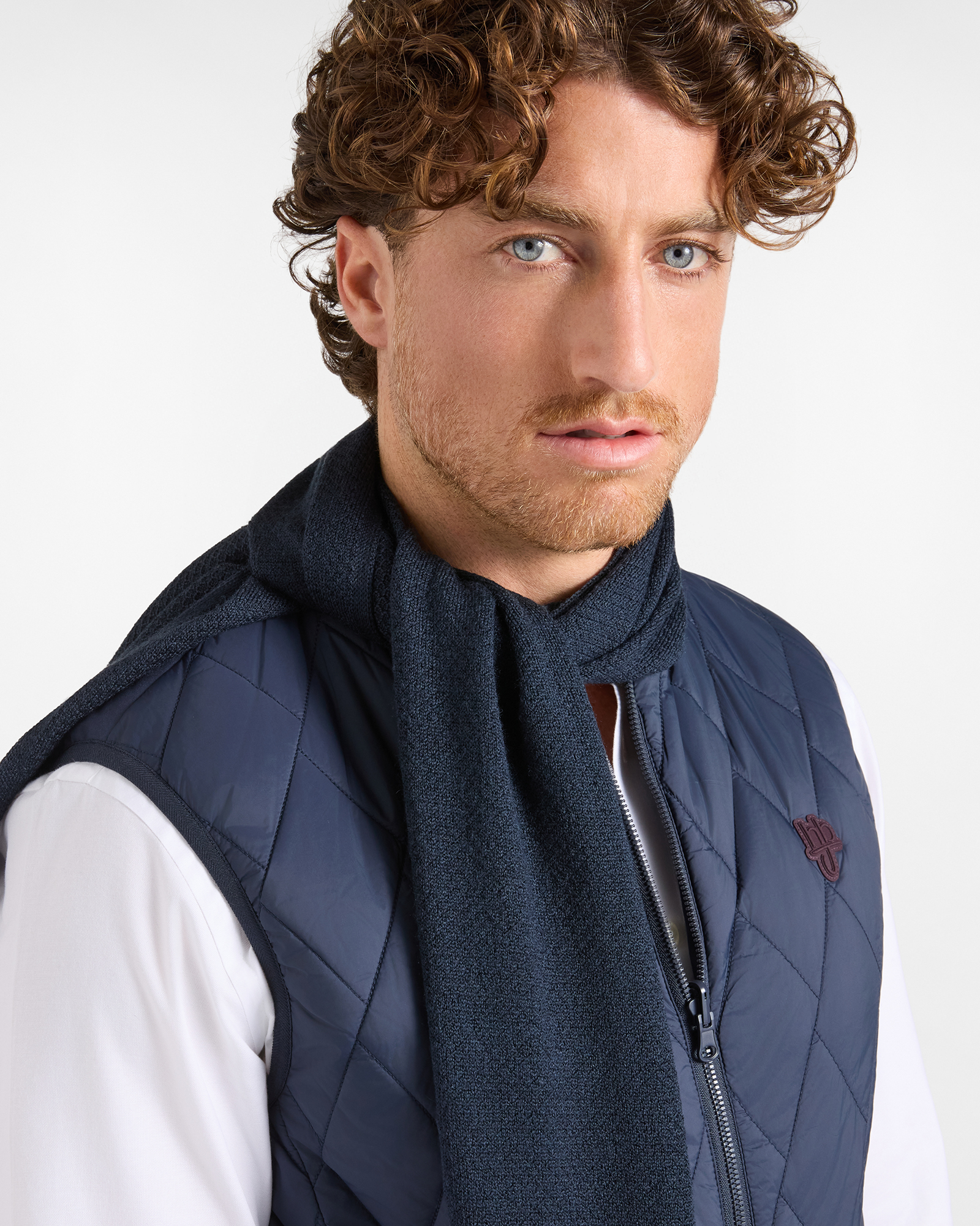 Sciarpa HBJ Uomo con Patch Logo Blu Scuro