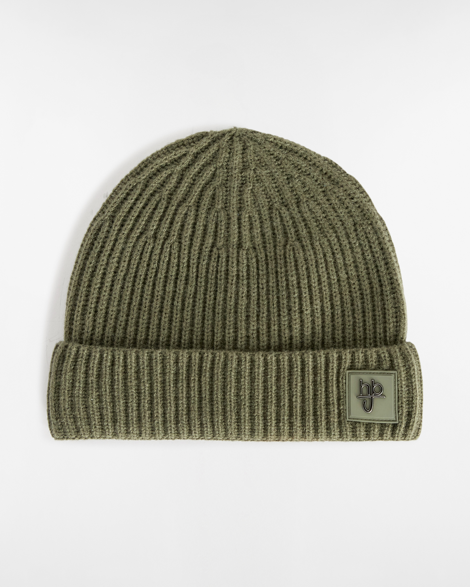 Ribbed Knit Beanie with Logo Patch