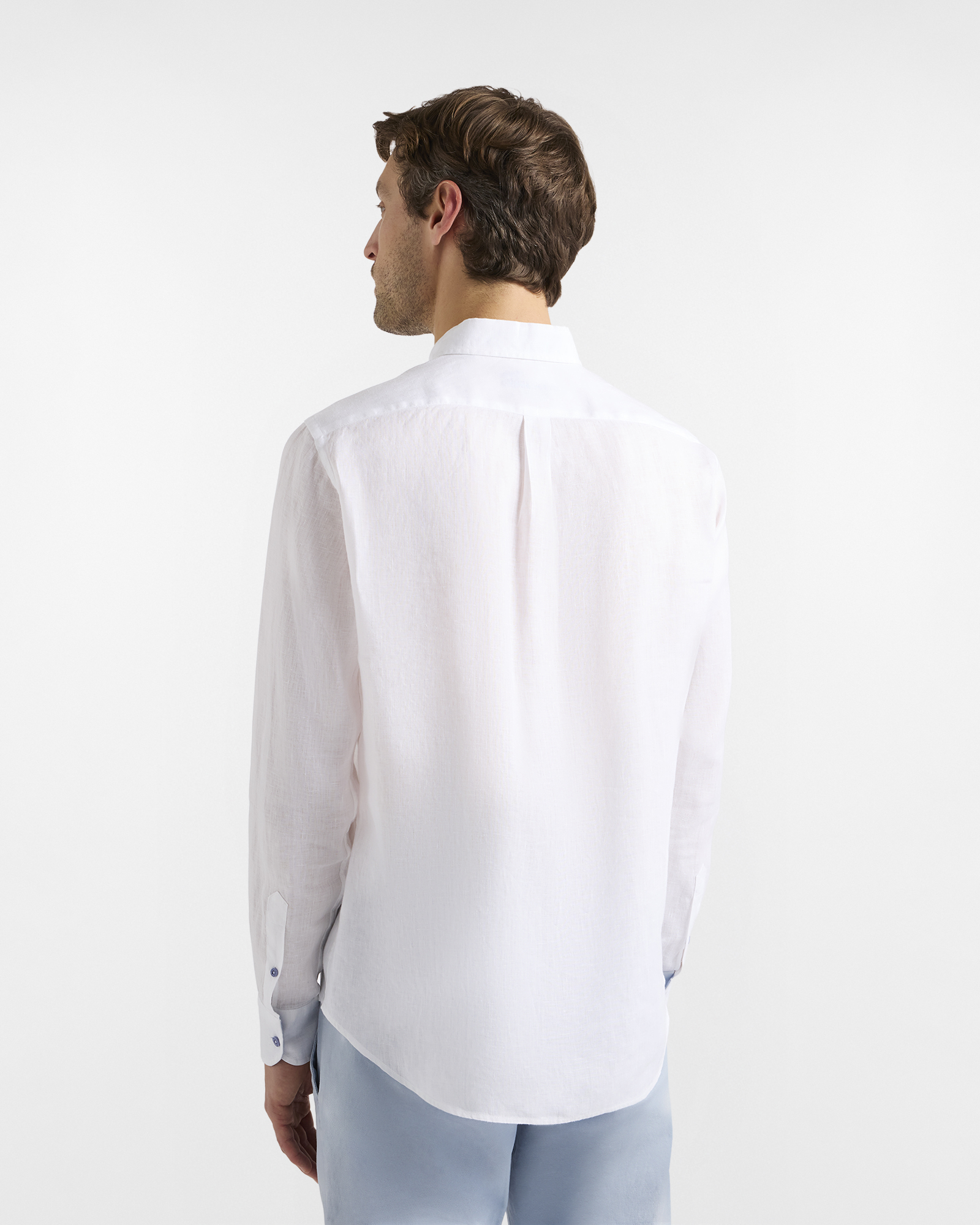 Linen shirt with contrasting bands