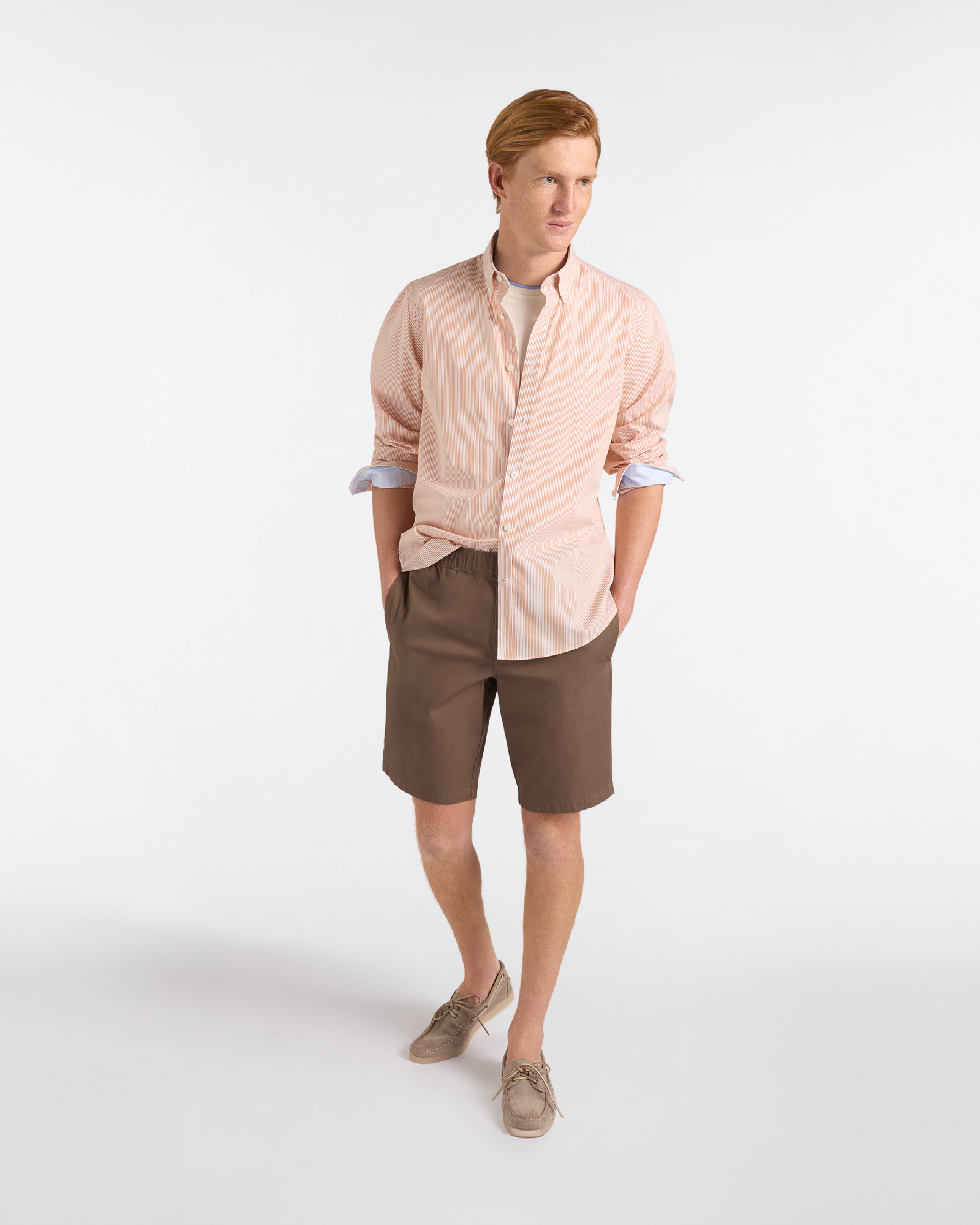 Camicia Uomo a Righe Narrow Fit, Arancio, large image number 3