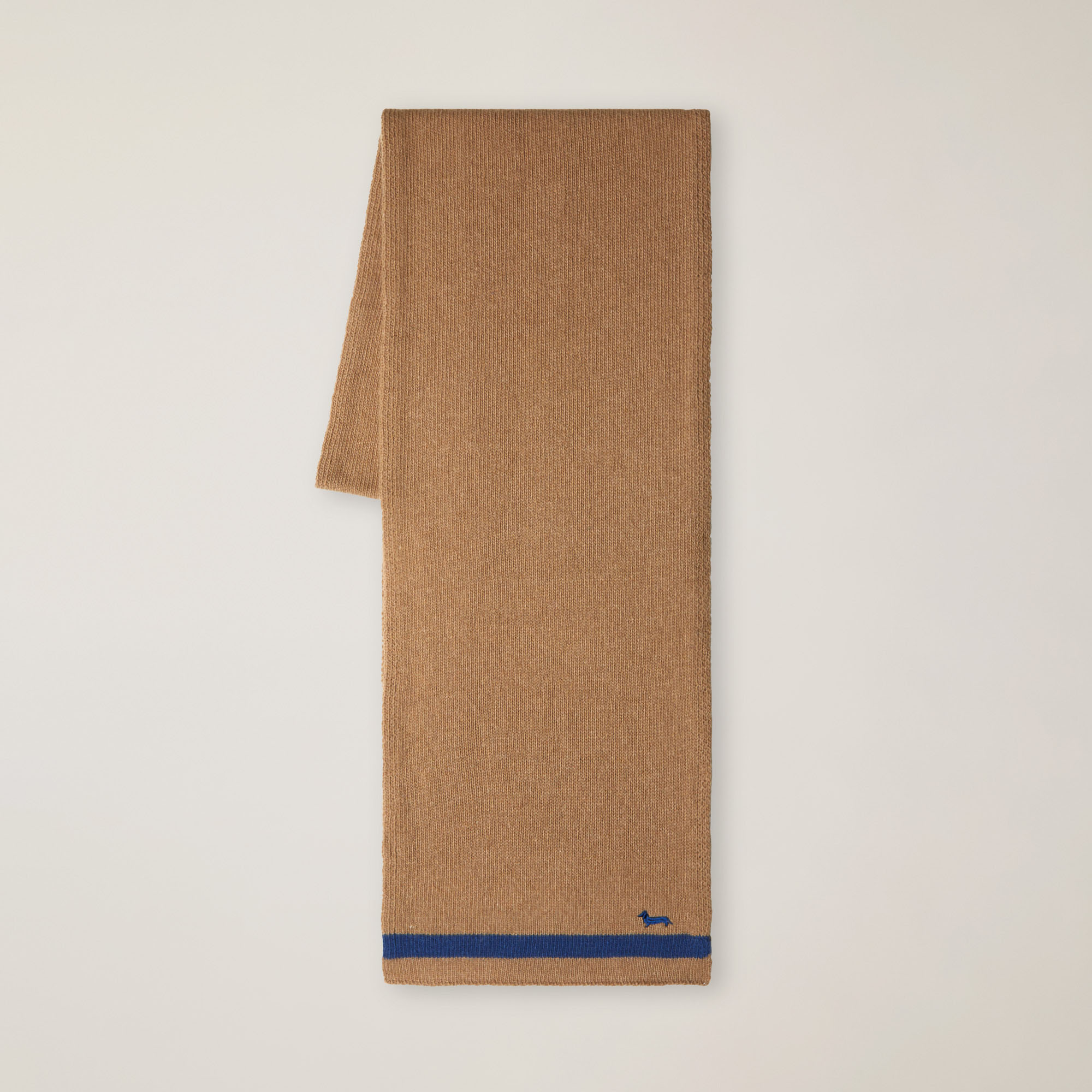 Sciarpa In Misto Cashmere Bicolor Con Bassotto, Beige, large image number 0