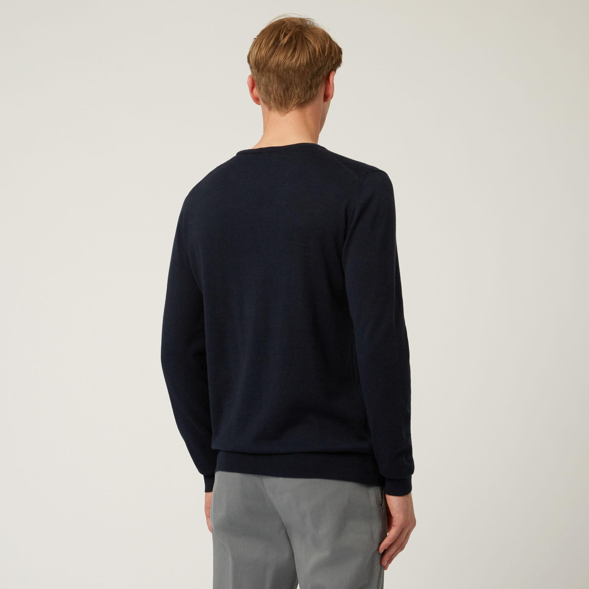 Maglia Essentials in cotone e cashmere, Blu, large image number 1