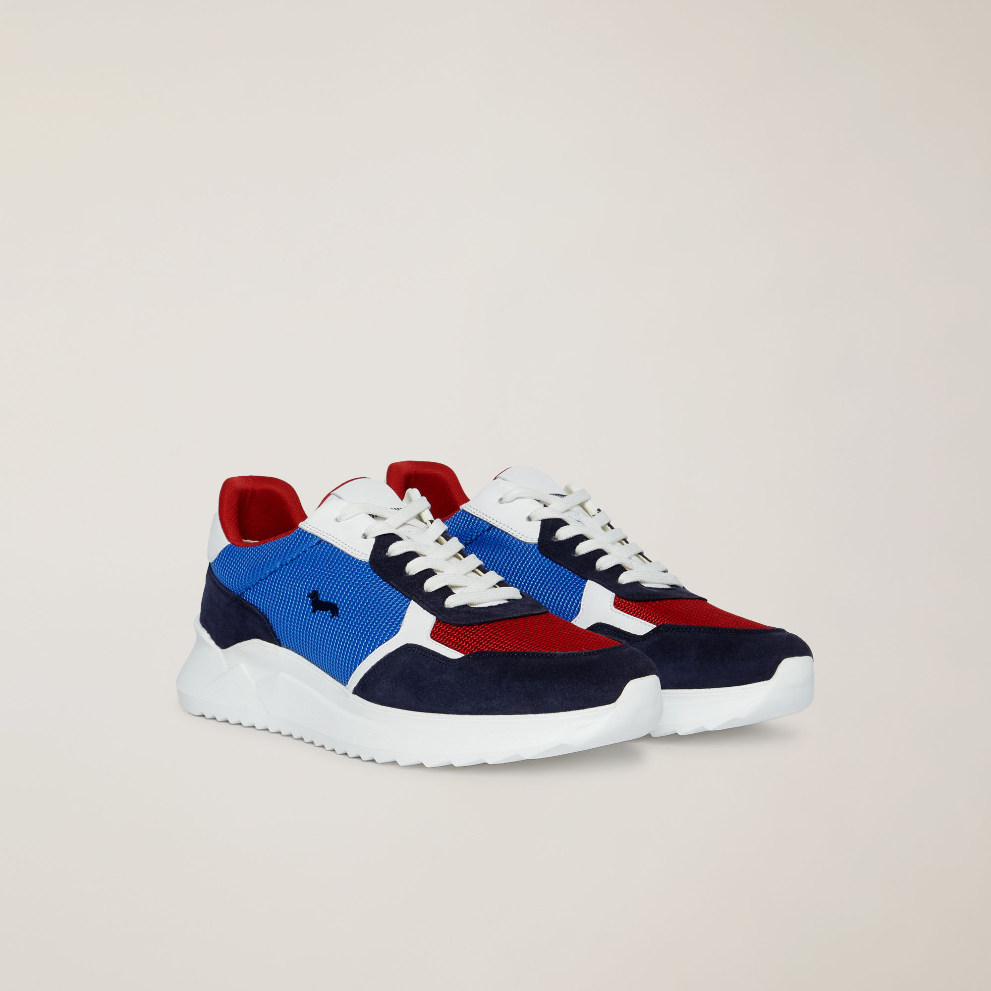 Mixed-Material Sneaker, Blue/Red, large image number 1