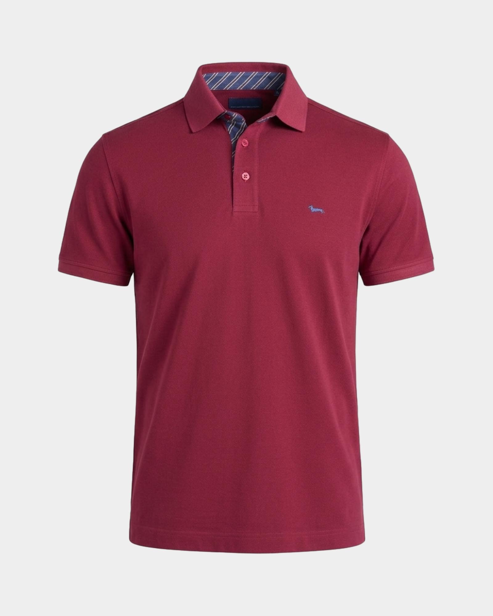 Polo para hombre de manga corta en piqu&eacute; de 100 % puro algod&oacute;n, ROJO, large