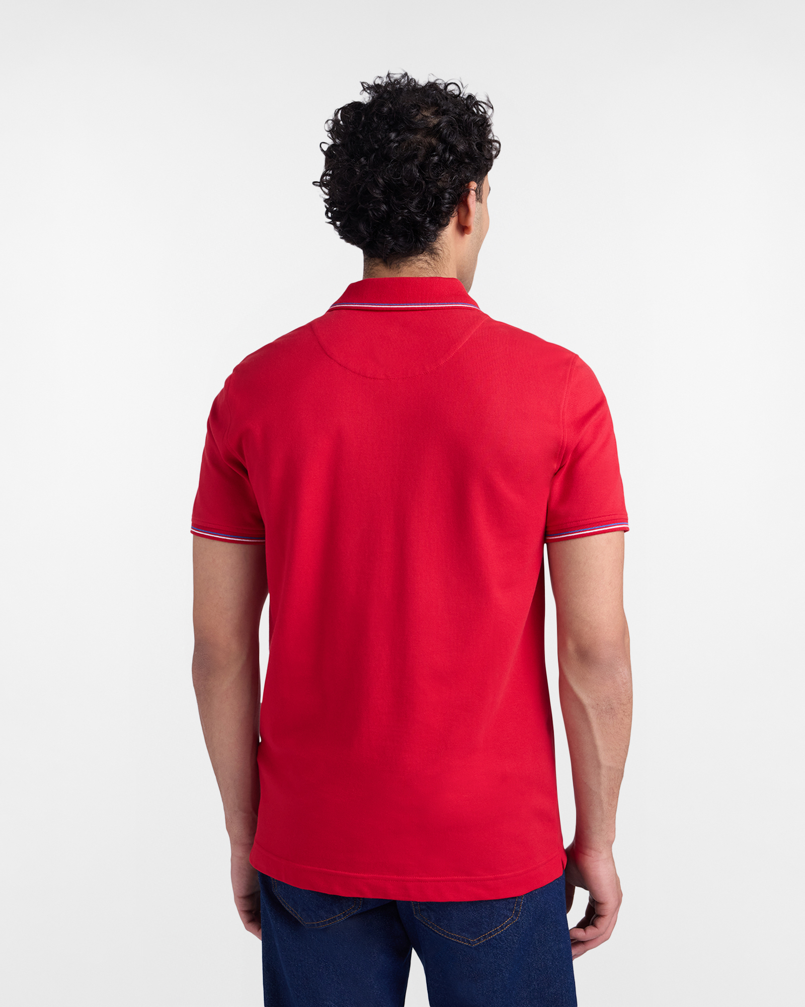 Stretch pique polo shirt with striped details