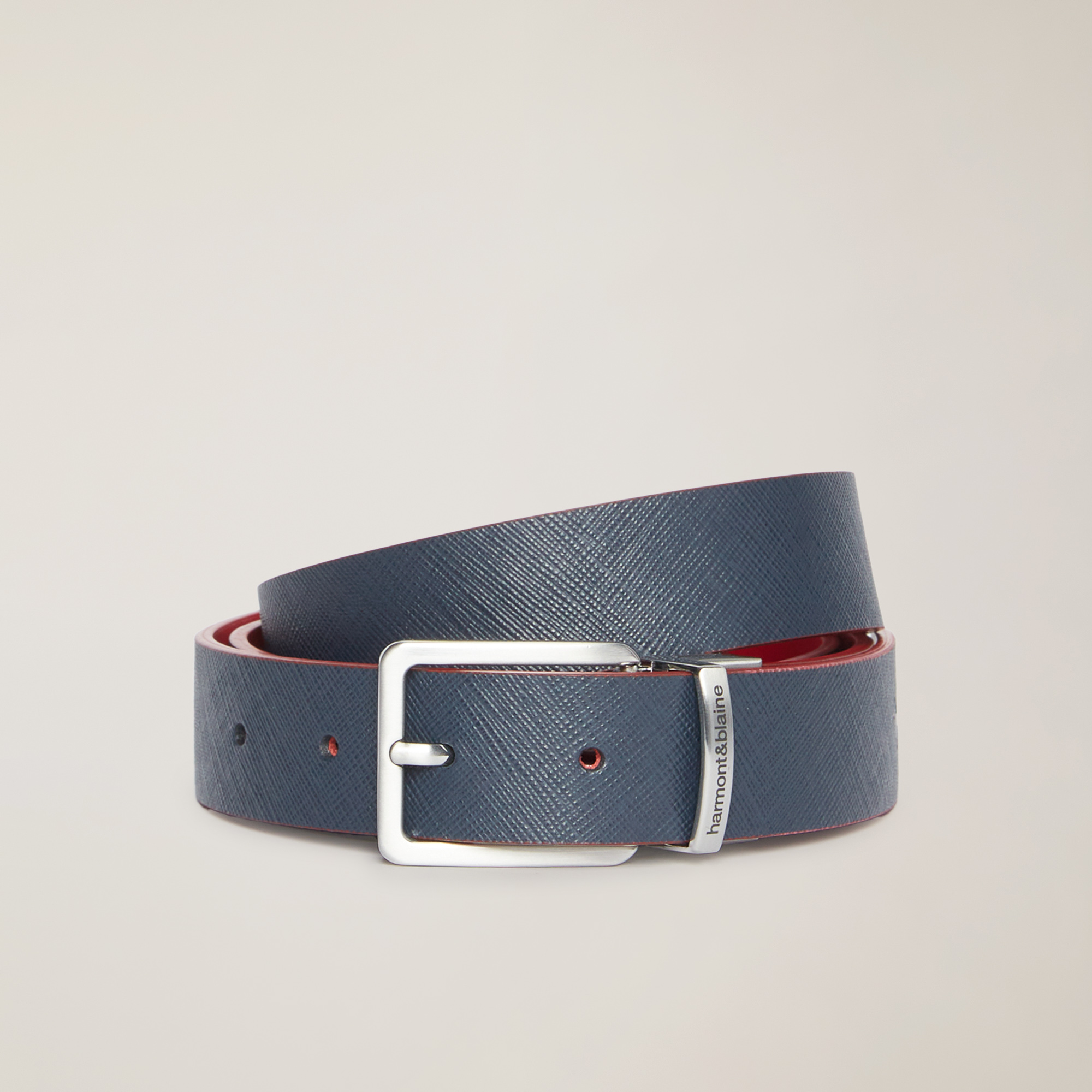 Two-Tone Belt With Lettering, Blue/Red, large image number 0