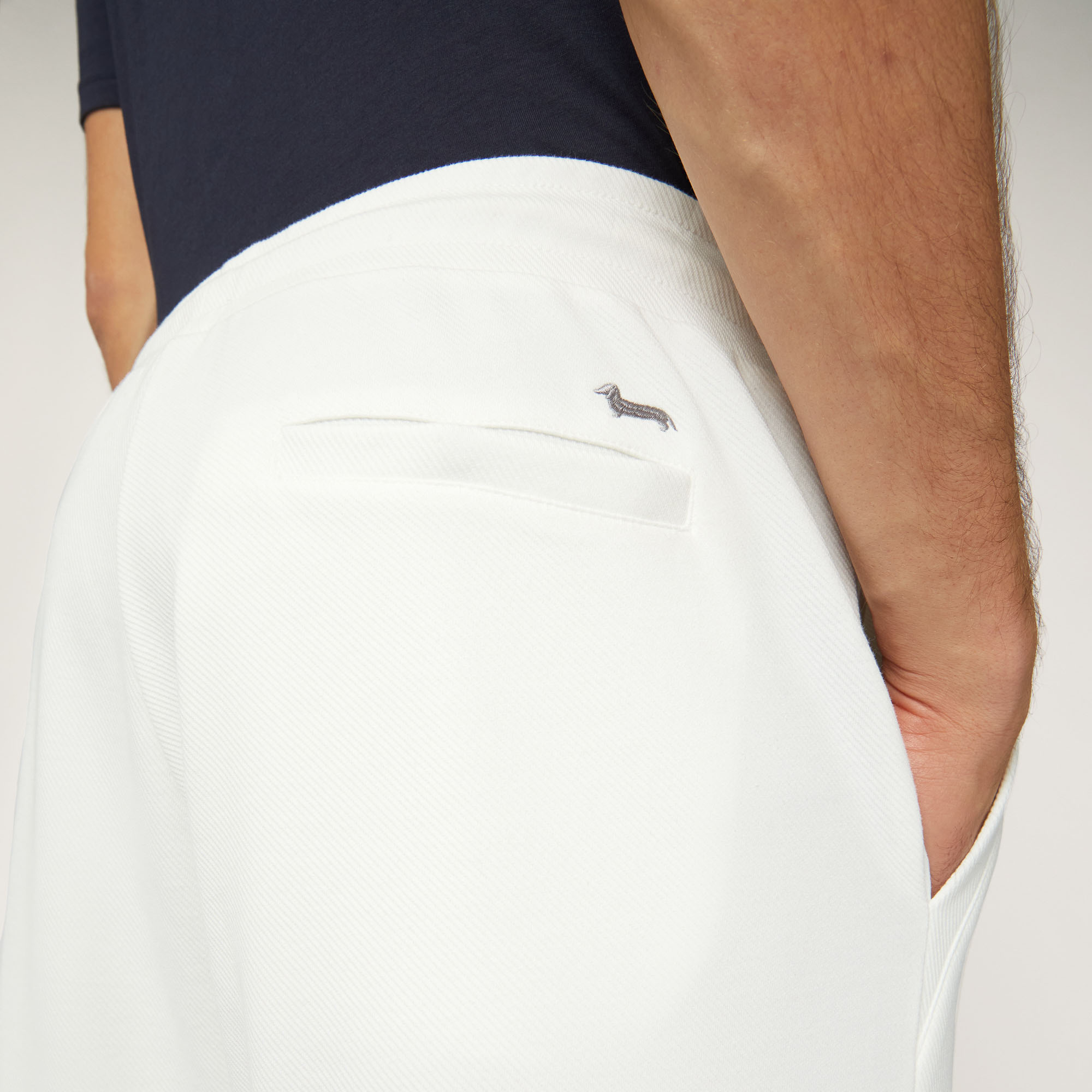 Stretch Cotton Pants with Back Pocket, White, large image number 2