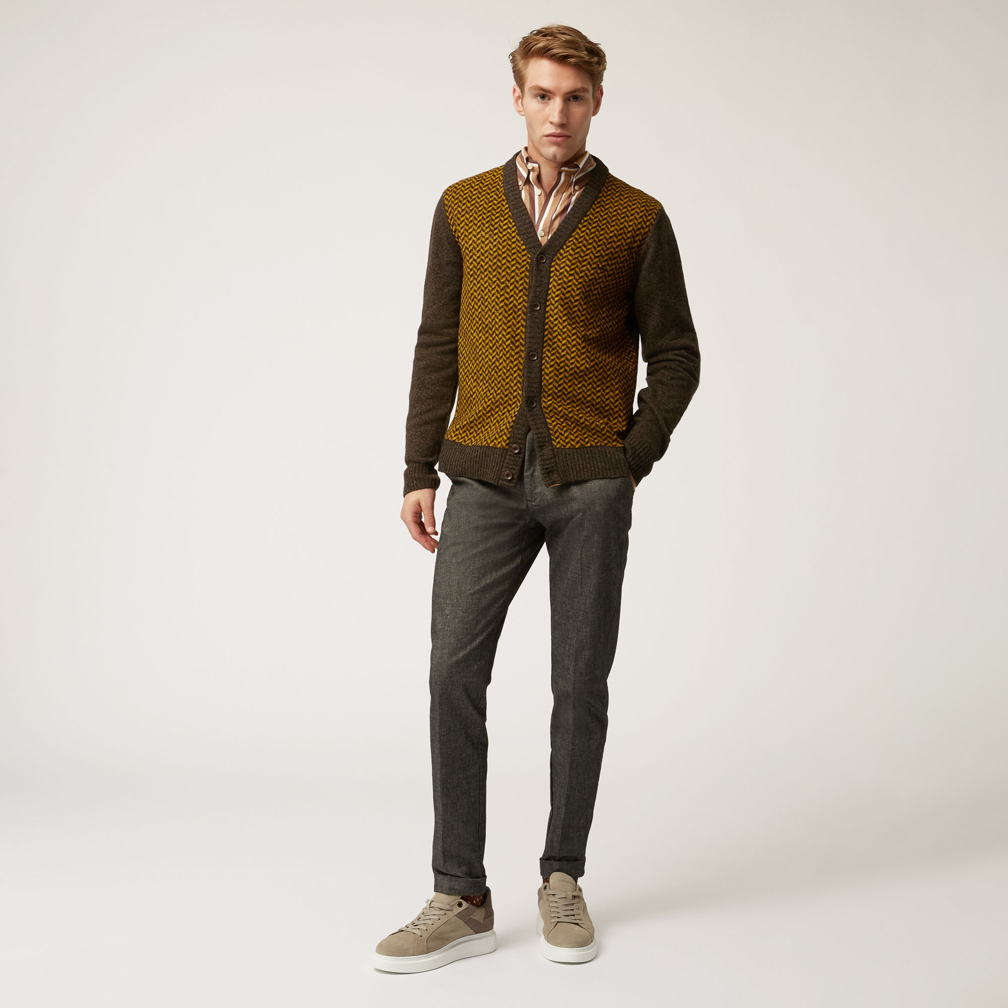 Slim-Fit Salt And Pepper-Effect Chinos, Gray, large image number 3