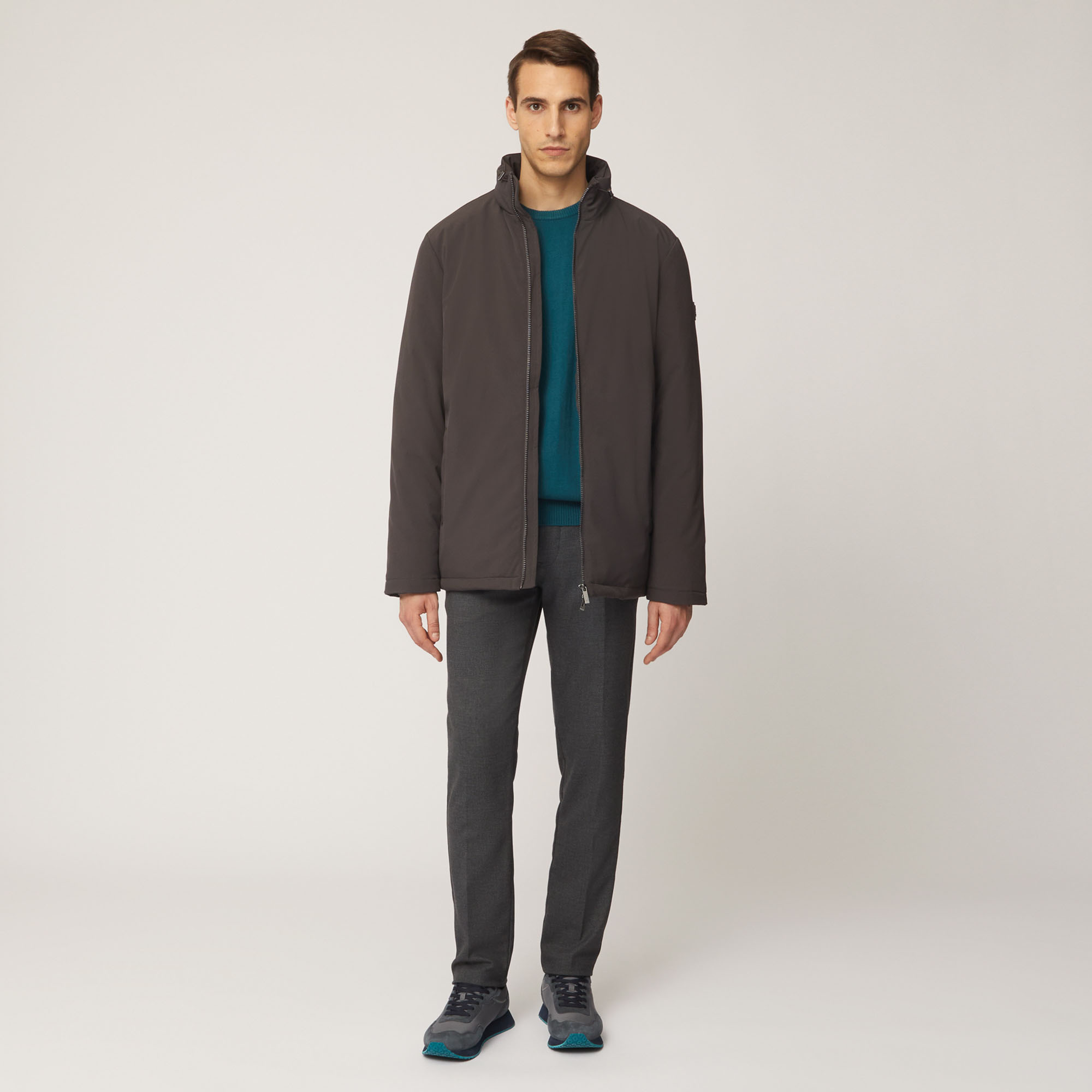 Giubbotto Con Collo Alto, Marrone Scuro, large image number 3