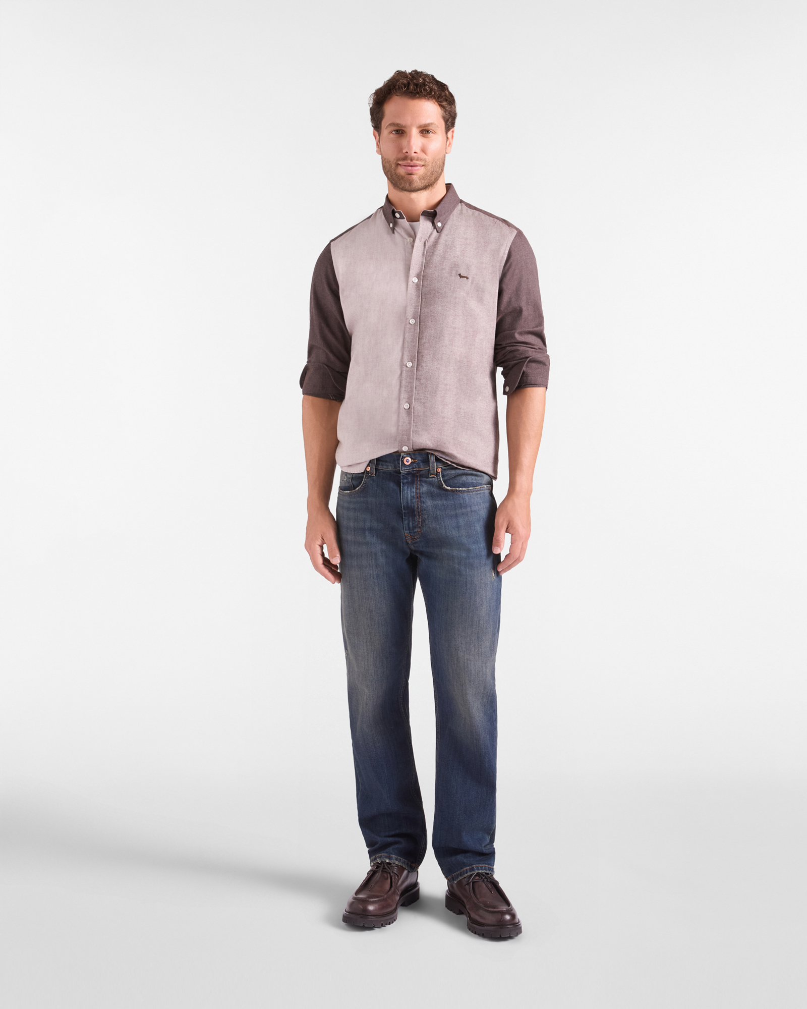 Men&rsquo;s Piazzetta shirt in cotton flannel, BROWN, large
