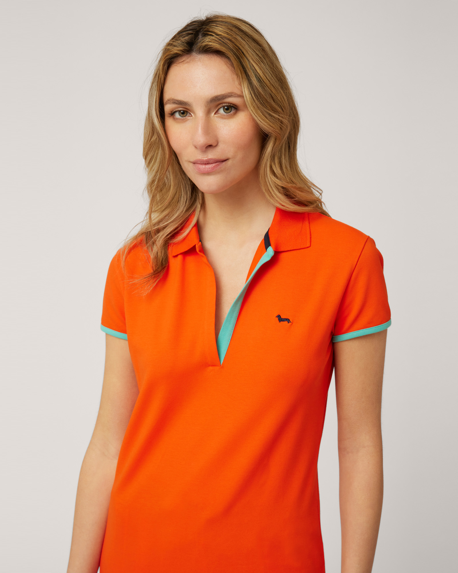 Polo con detalles a contraste, Naranja, large image number 2