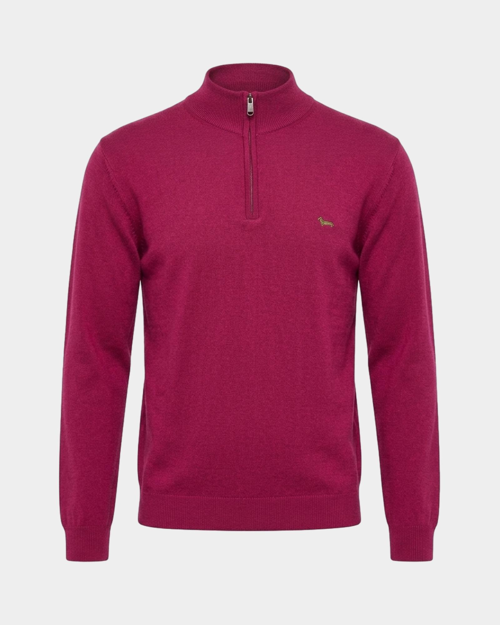 Jersey Hombre de cuello alto half zip en mezcla de lana y algod&oacute;n   Regular Fit, INDIAN ROSE, large
