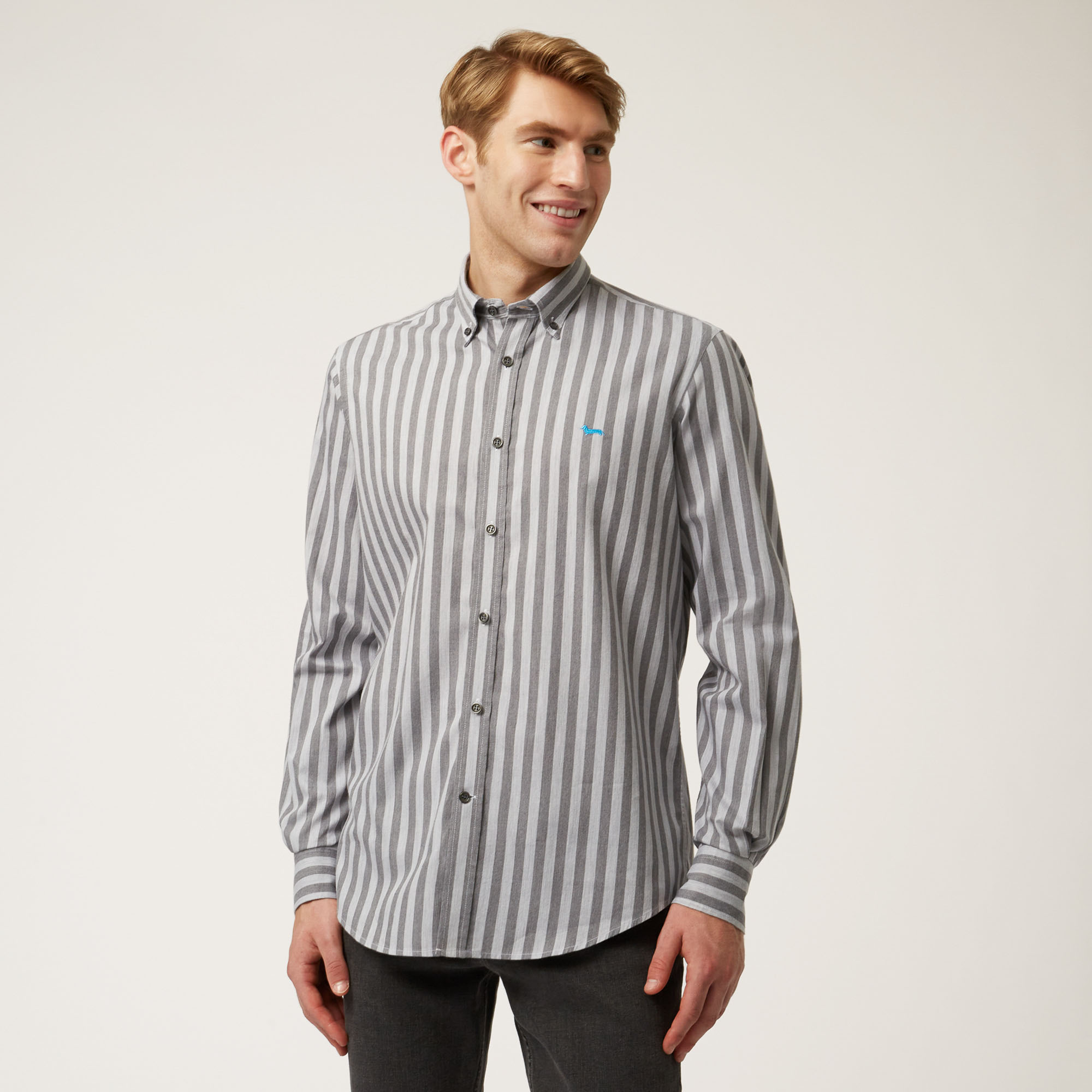 Camicia In Cotone A Righe Ski Lounge, Grigio, large image number 0