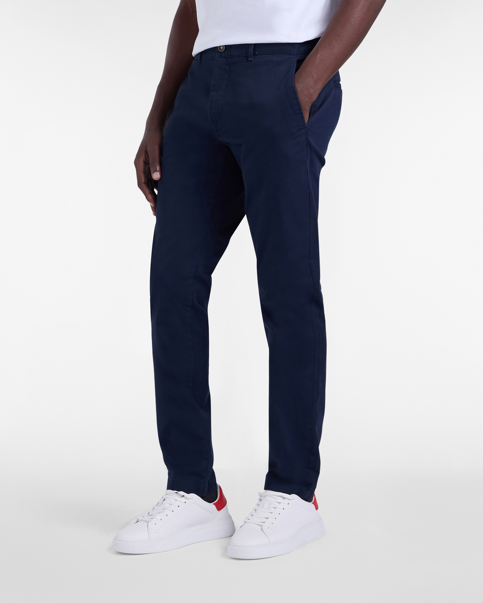 Pantaloni Chino Narrow Fit in Cotone Stretch, Blu Scuro, large