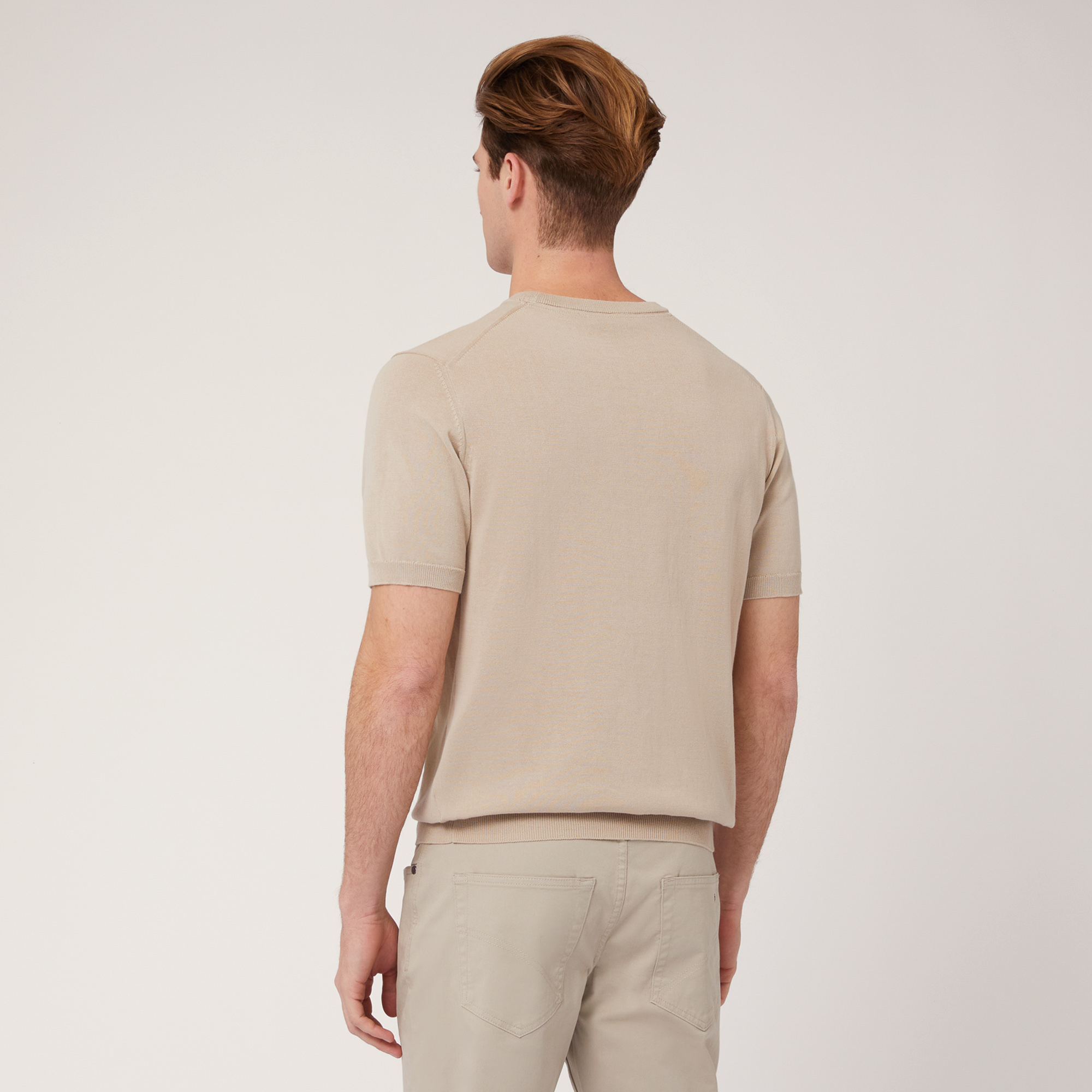 Pullover A Maniche Corte, Beige, large image number 1