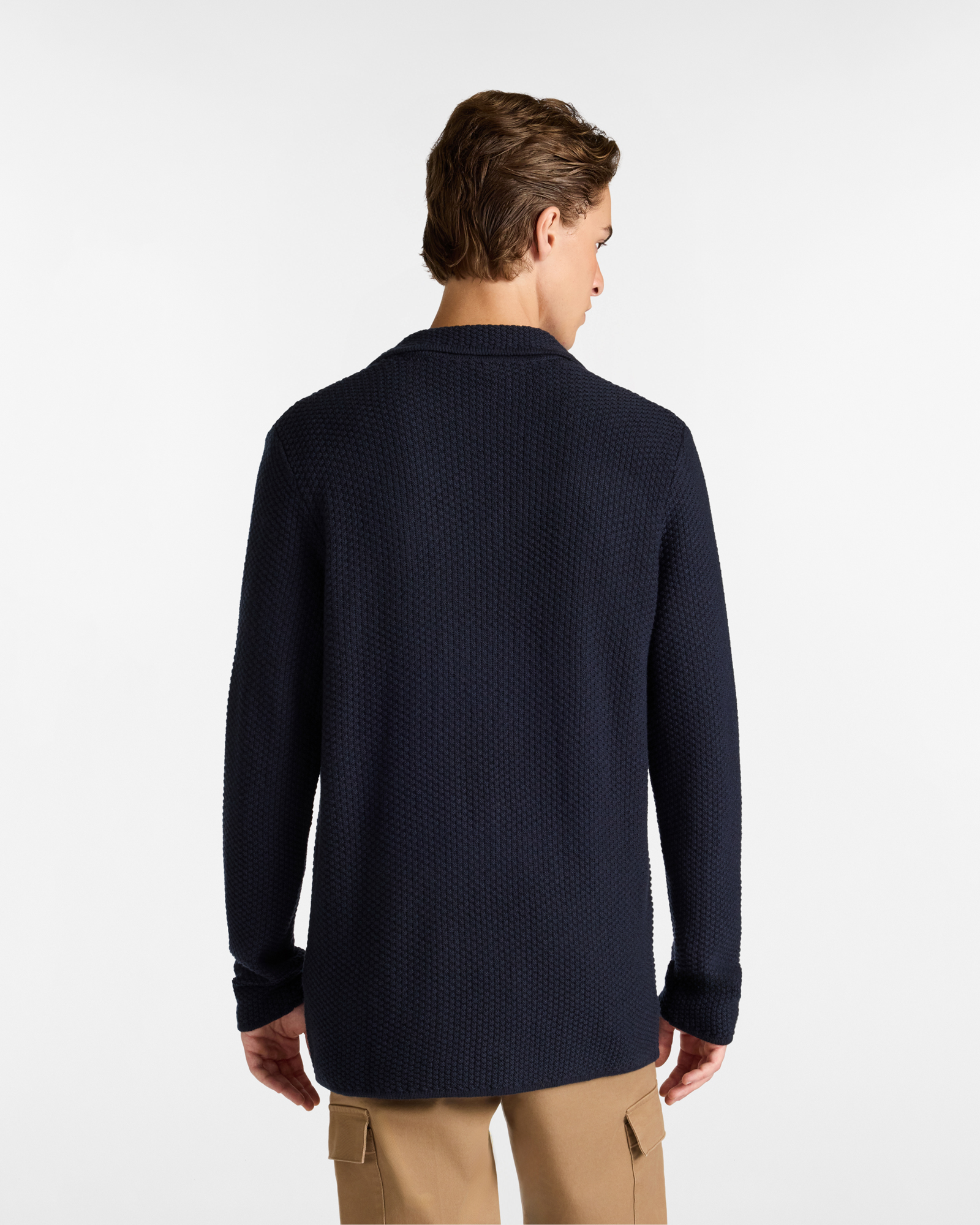 Cardigan in Maglia con Collo a Scialle e Tasche Frontali, Blu Scuro, large image number 1