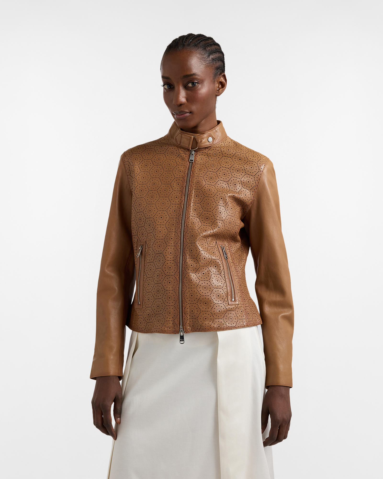 Perforated leather jacket