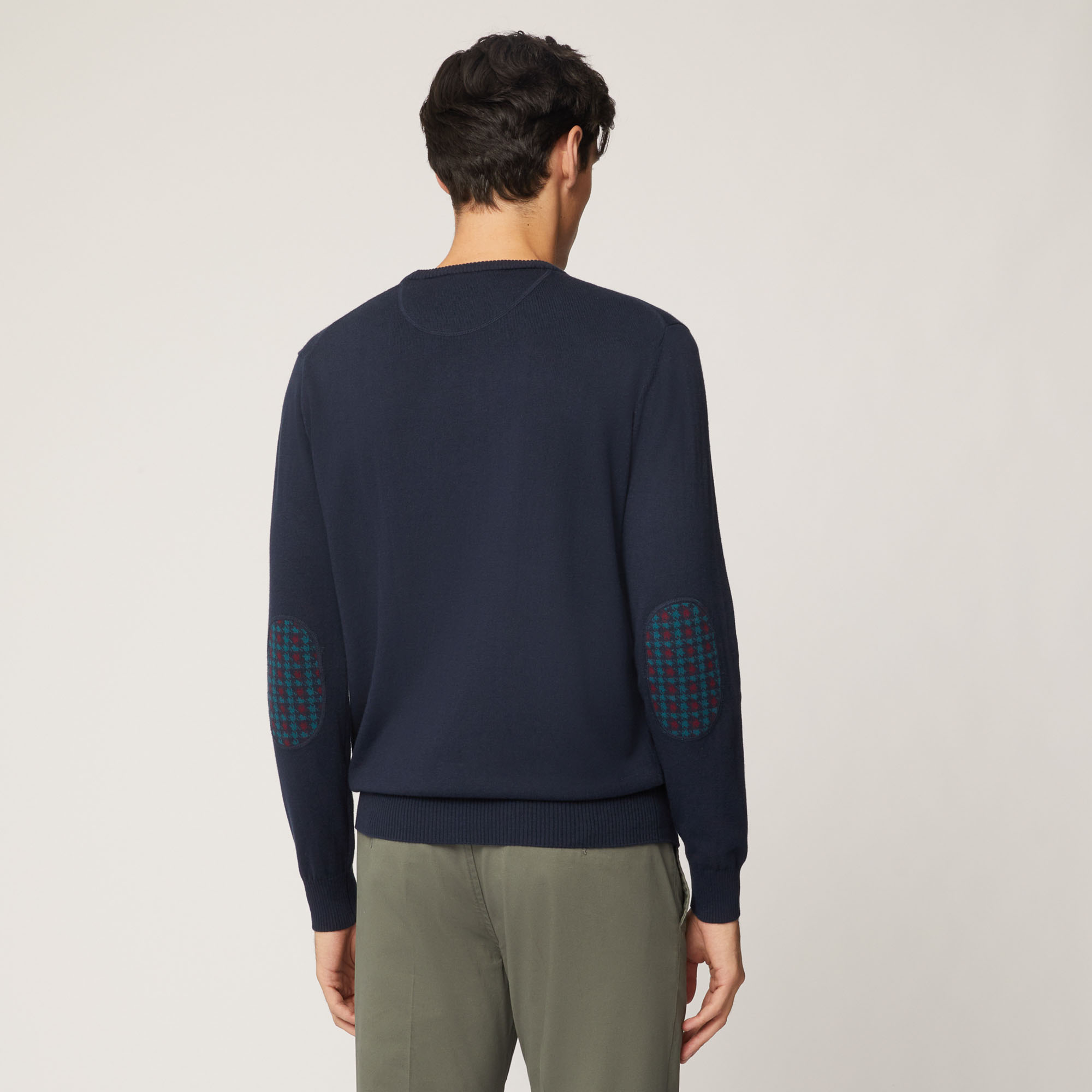 Pullover Girocollo Con Toppe Sui Gomiti, Light Blue, large image number 1