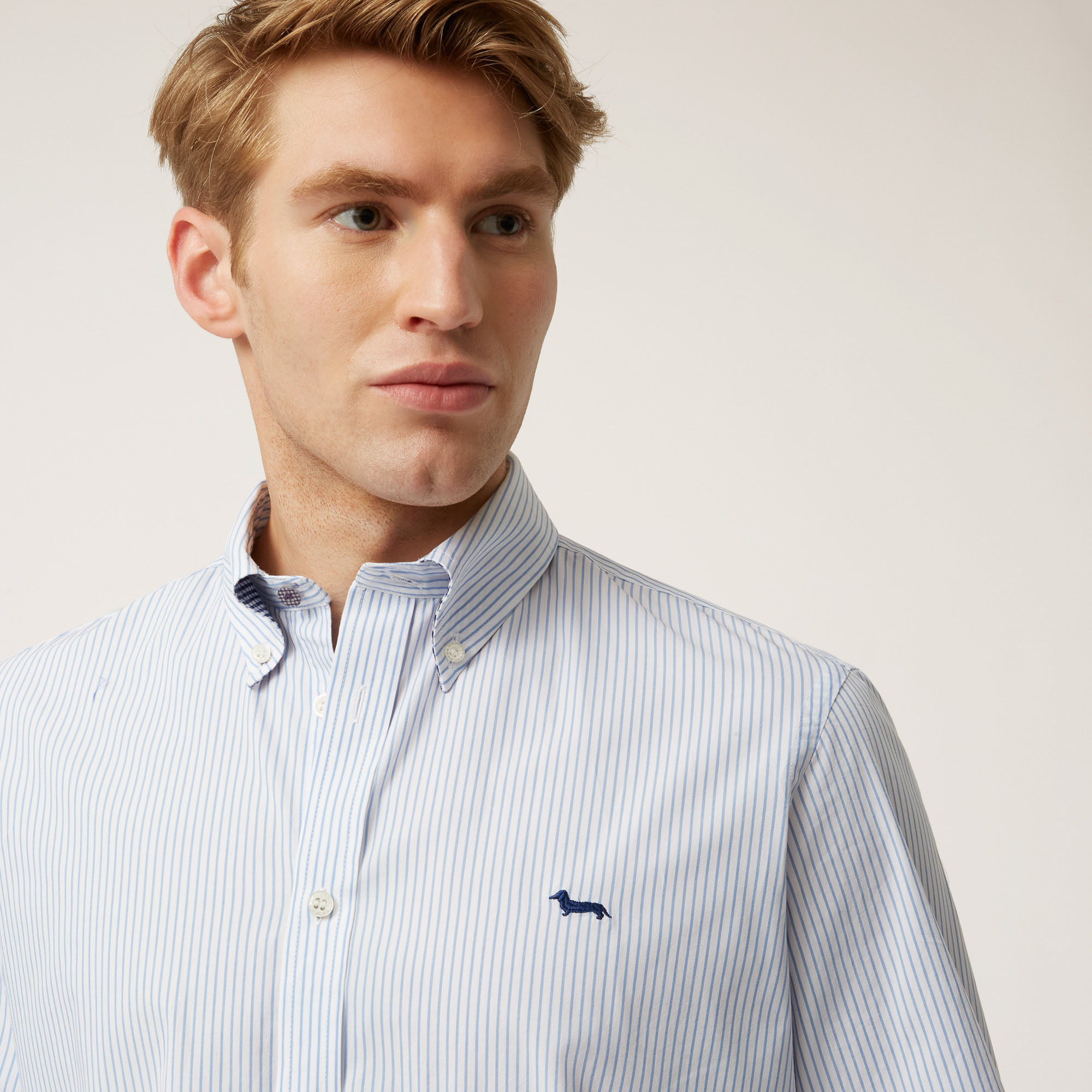 Camicia In Cotone Organico A Righe Sottili, Azzurro, large image number 2