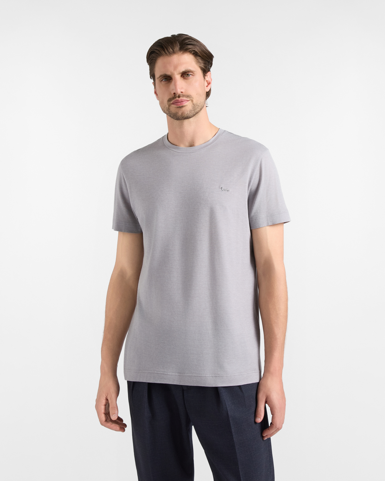 Men's regular-fit T-shirt in gray cotton and Lyocell&reg; blend