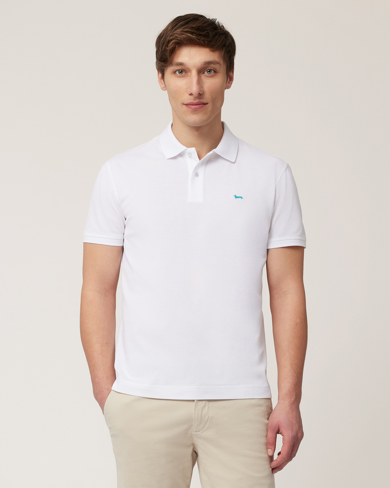 Cotton Polo with Dachshund, White, large