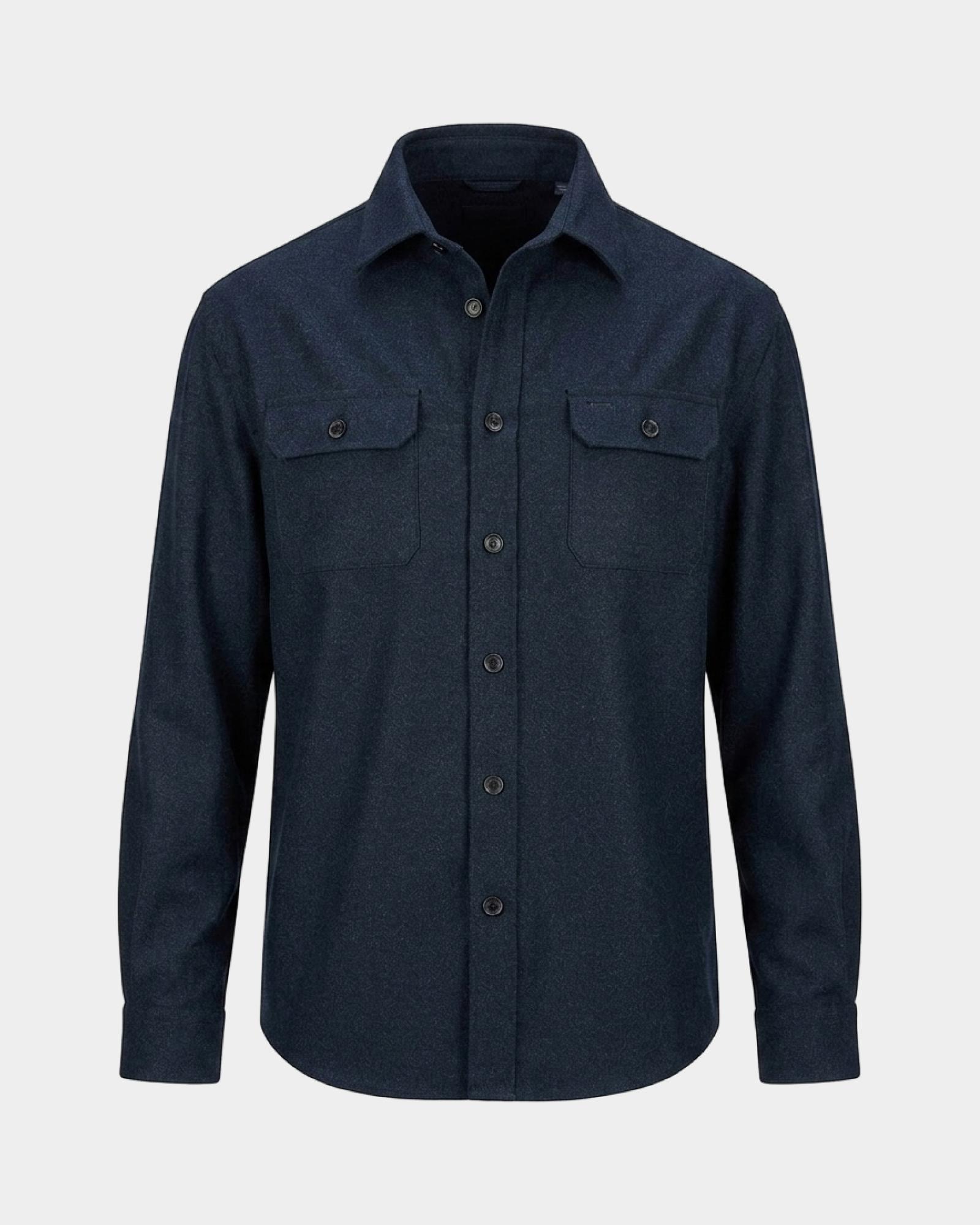 Men's oversized flannel overshirt, NAVY BLUE, large