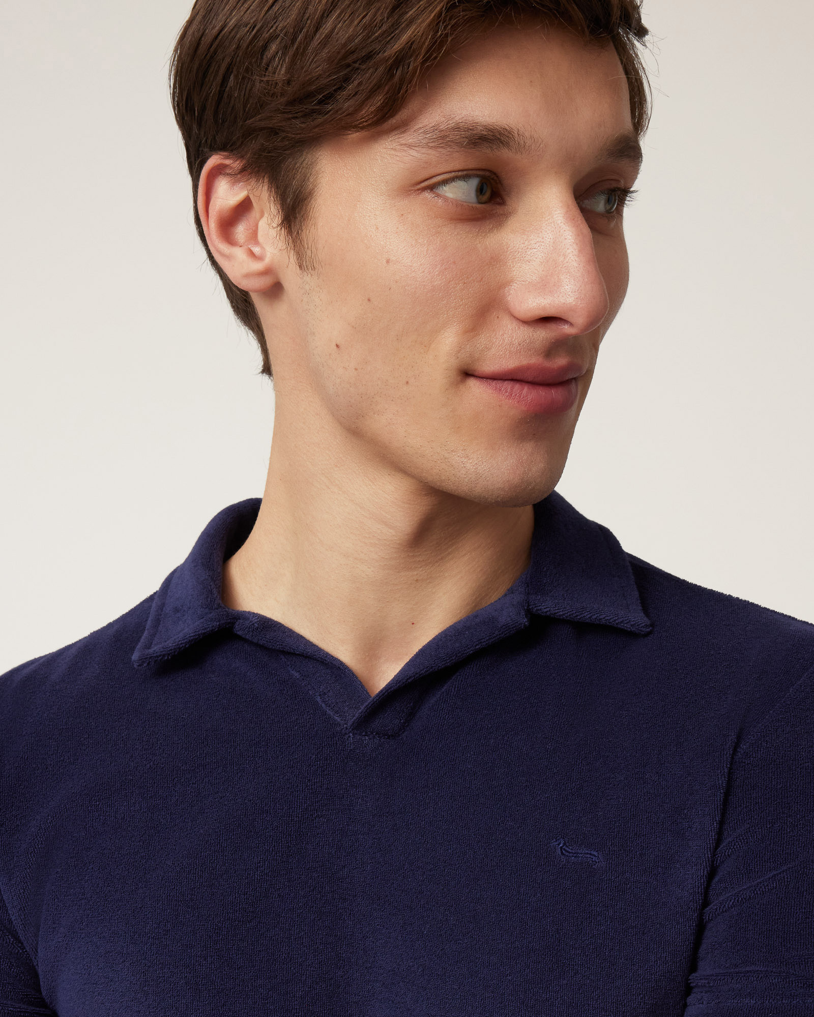 Terry Cotton Polo, Navy Blue, large image number 2