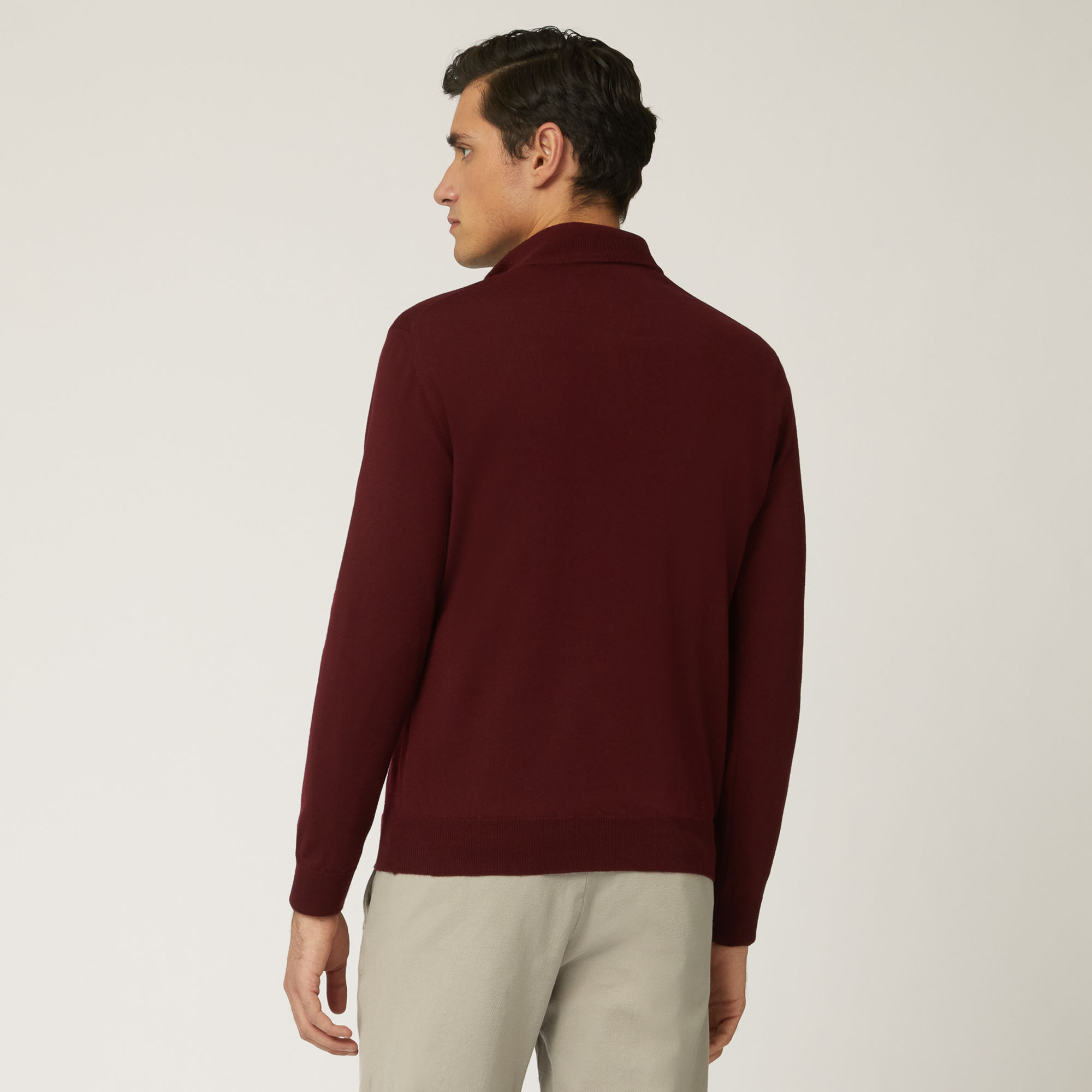 Pullover Con Mezza Zip E Bottoni, Bordeaux, large image number 1