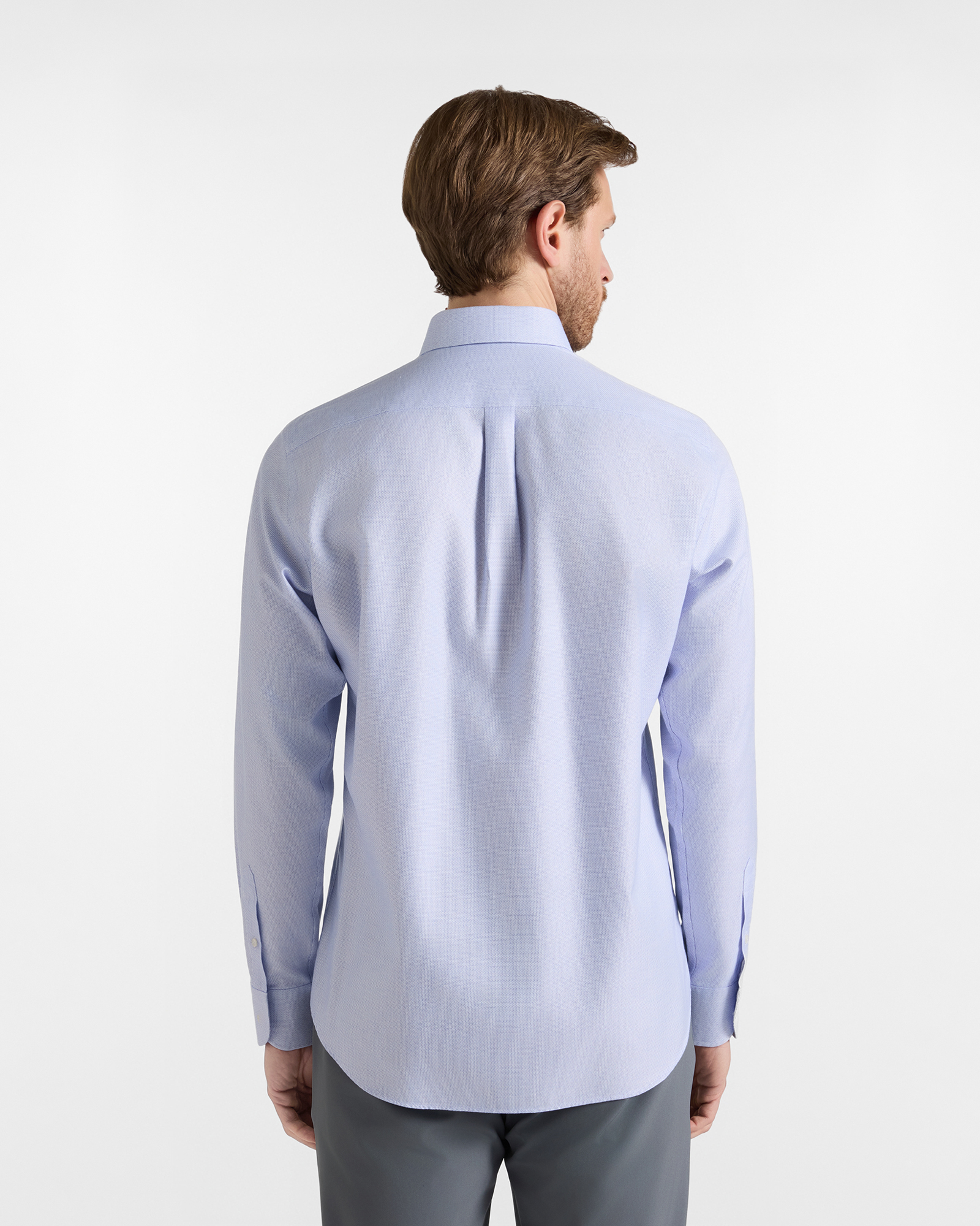 Camicia Uomo No Iron in cotone armaturato Regular Fit, AZZURRO, large
