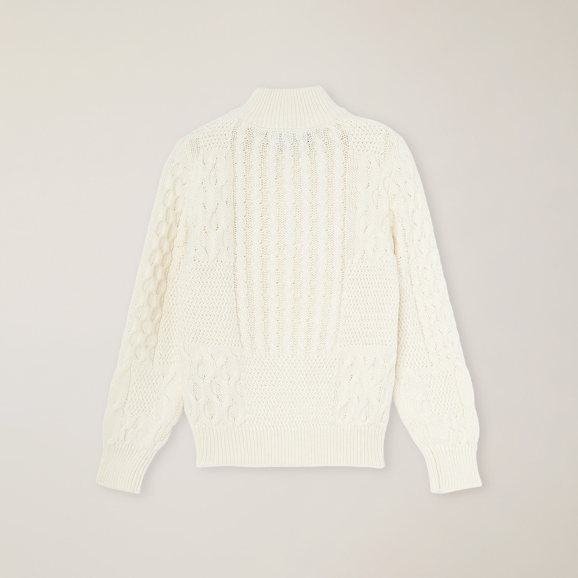 Cardigan Trecce Patchwork , Bianco Latte, large image number 1