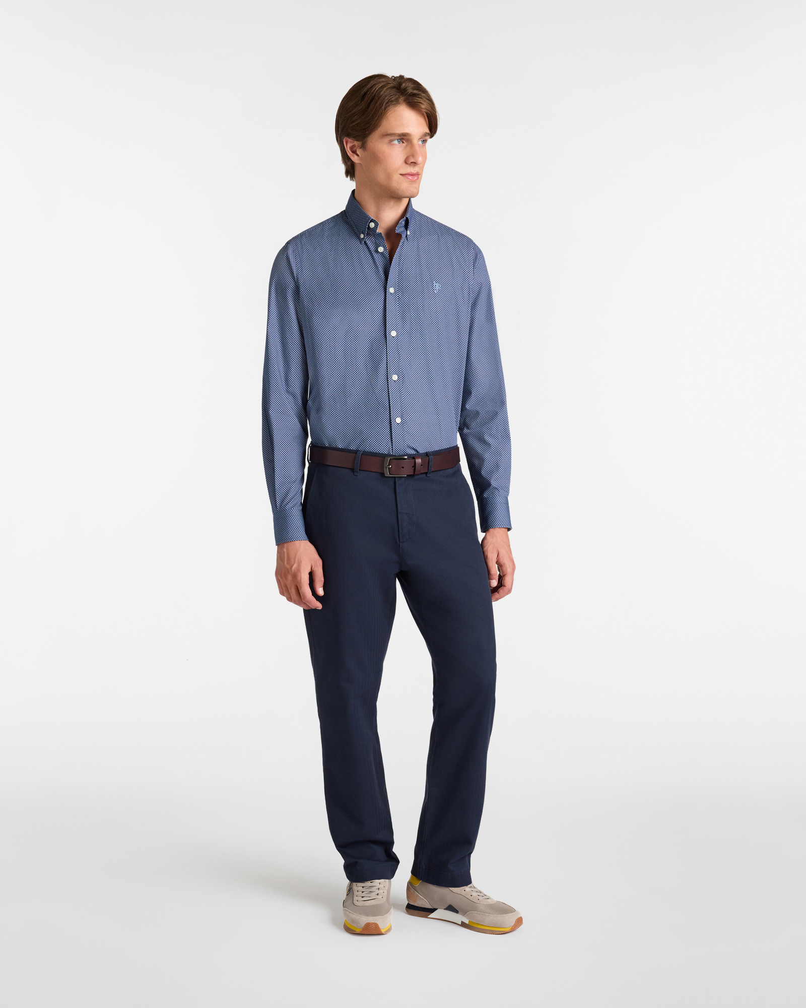 Camicia con micro fantasia, Blu Scuro, large image number 3