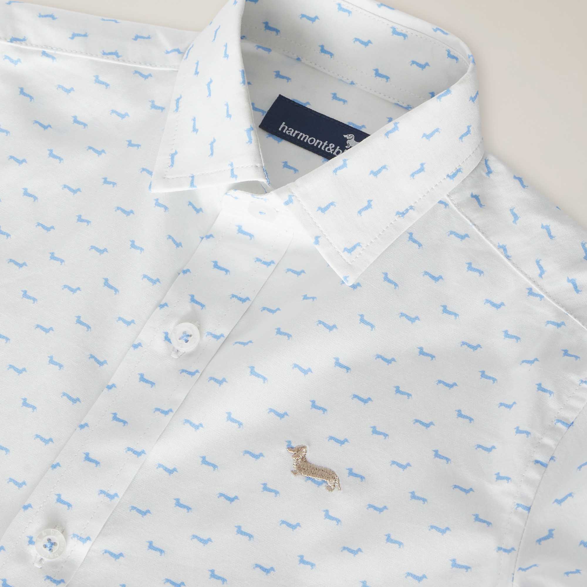 Poplin shirt with Dachshund micro pattern, White, large image number 2