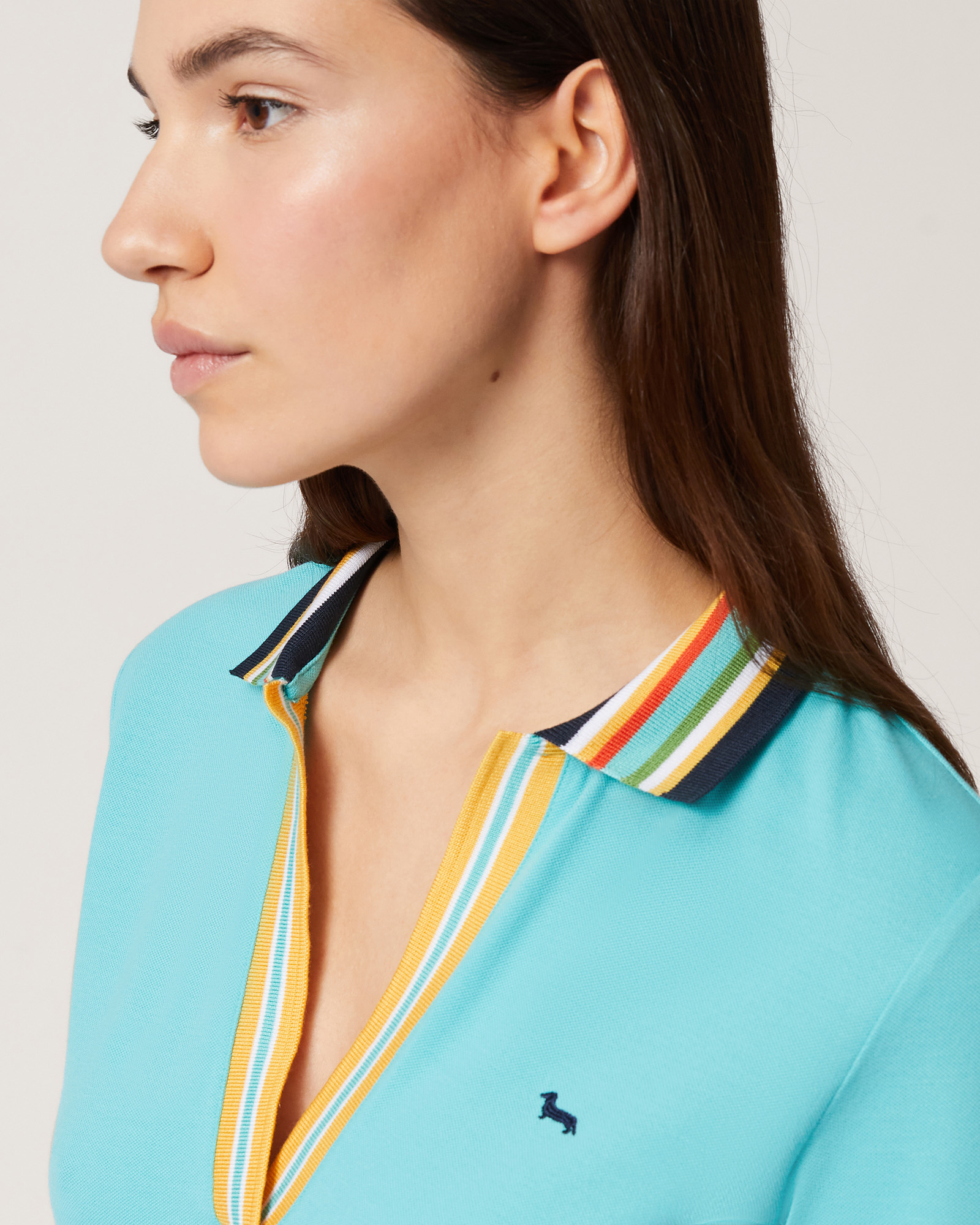 Poloshirt in Rippstrick mit Streifen, Jade, large image number 2
