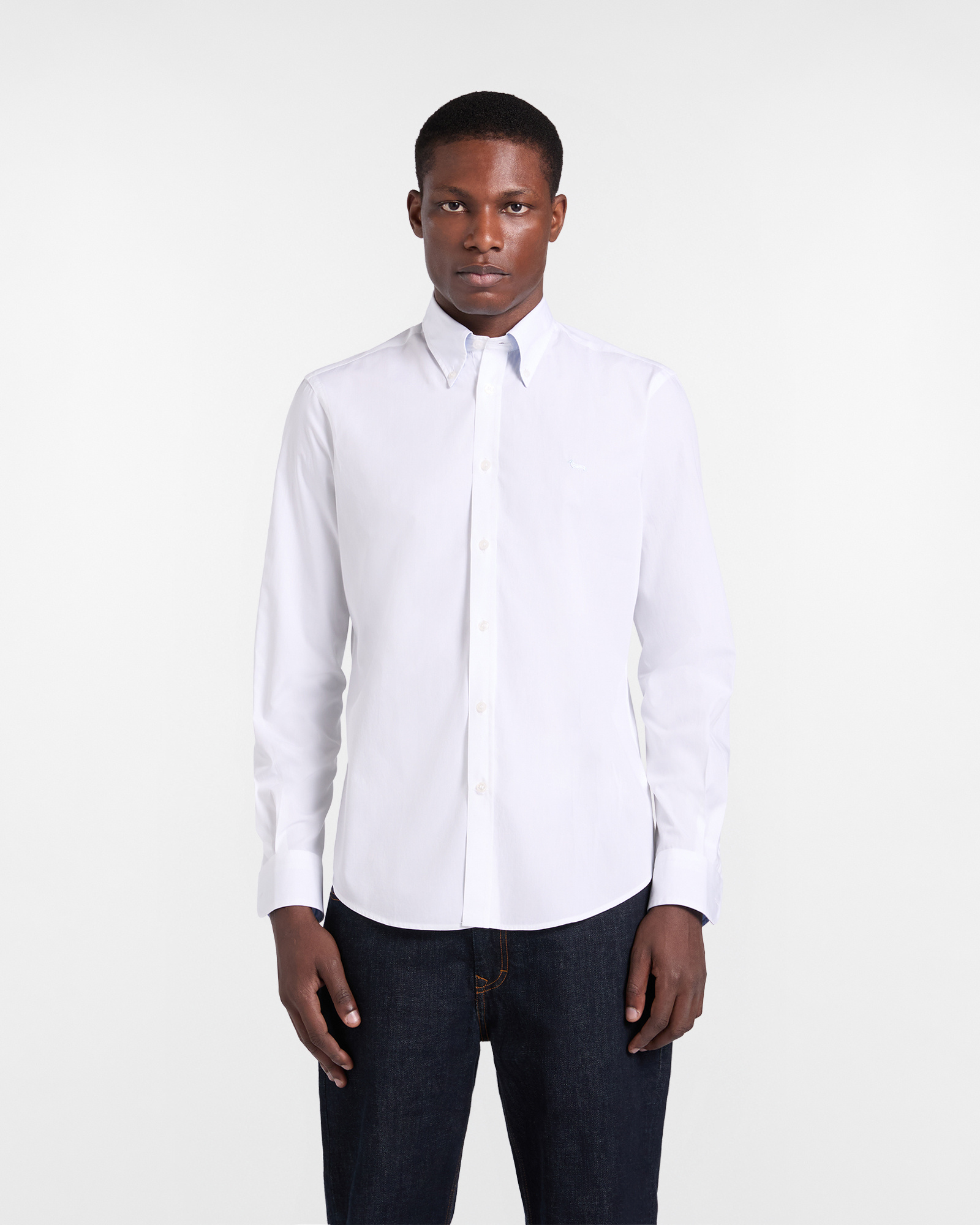 Men's regular-fit solid color shirt, White, large