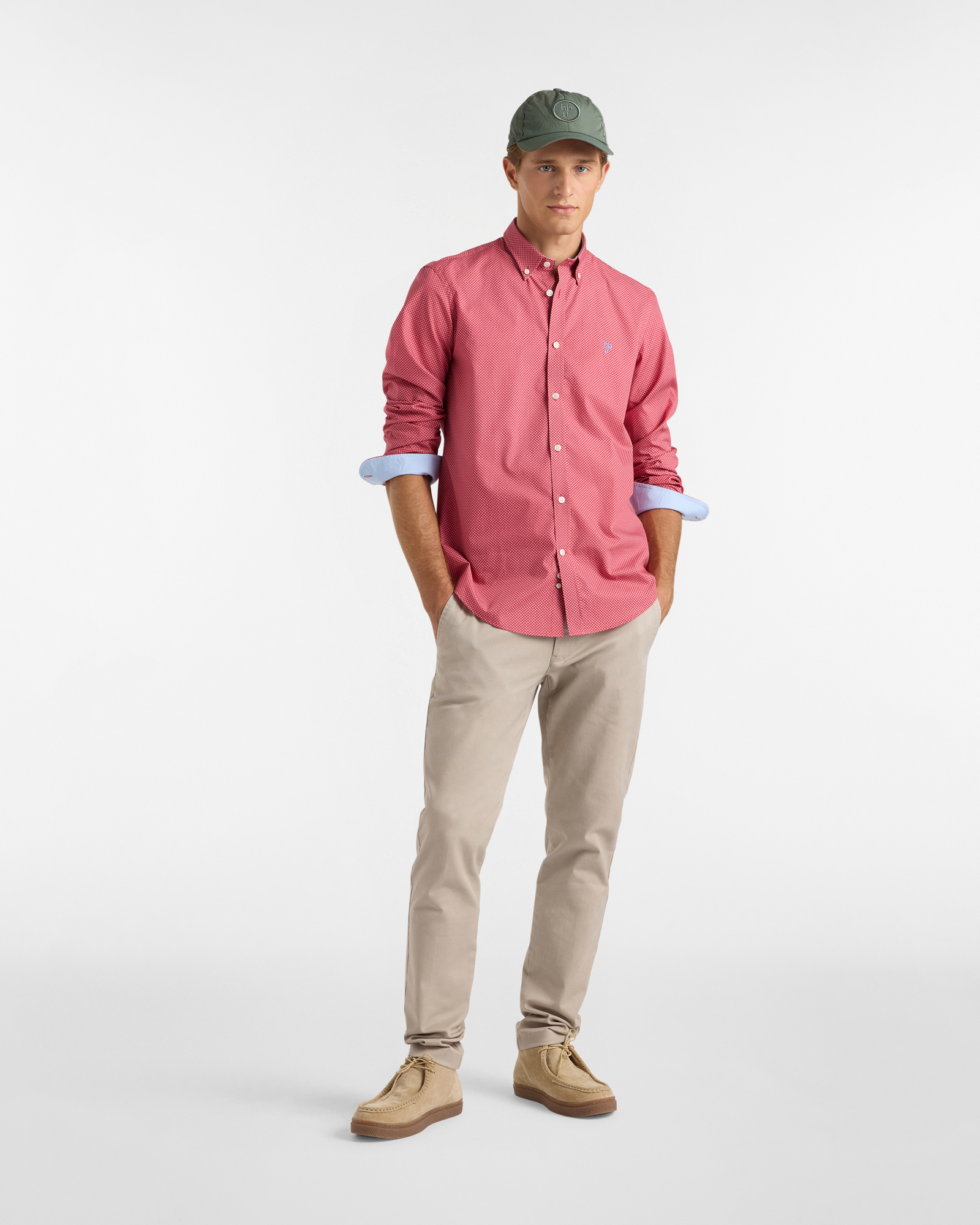 Camicia con micro fantasia, Rosso, large image number 3