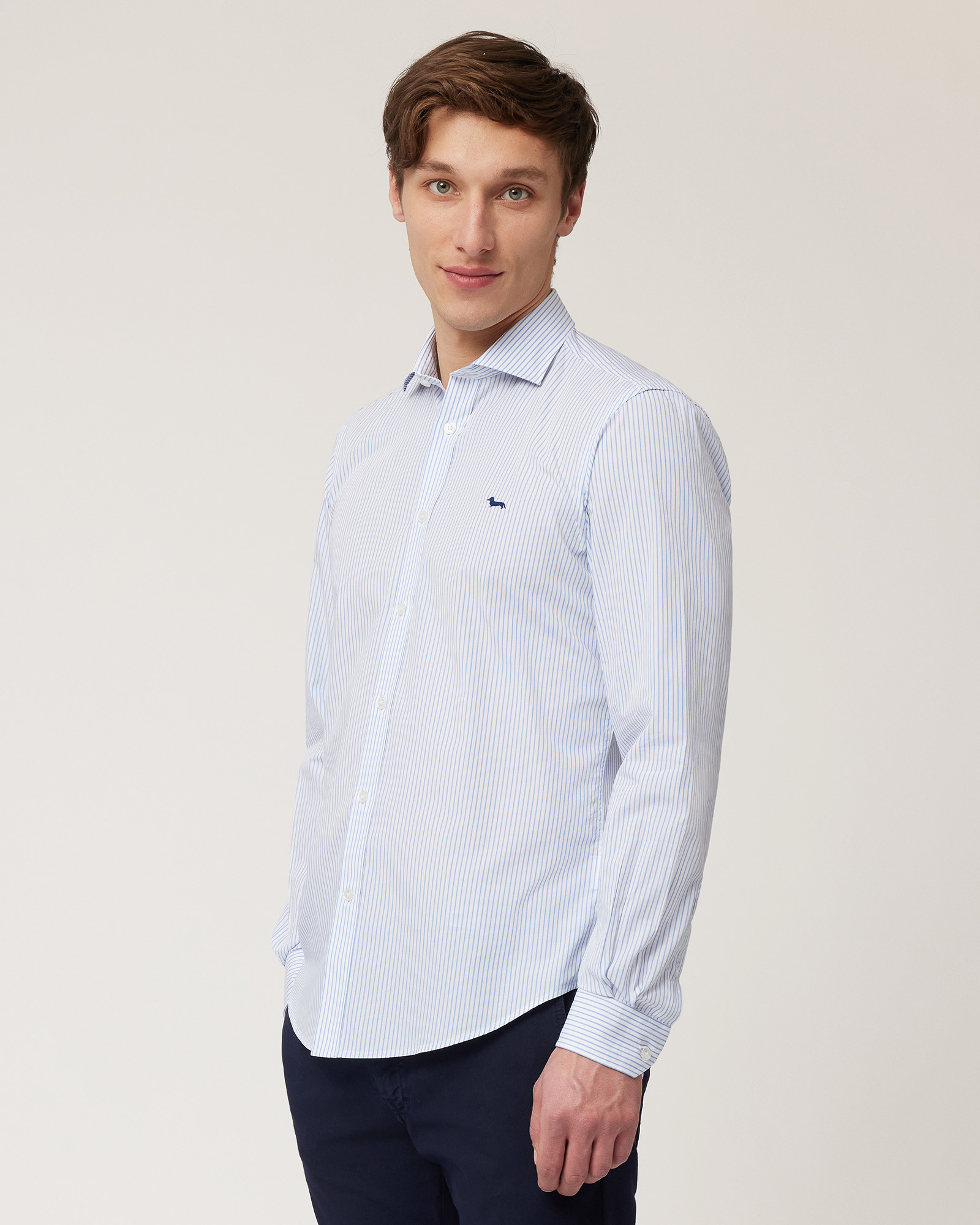 Camicia Rigata In Puro Cotone, Blu Sky, large image number 0