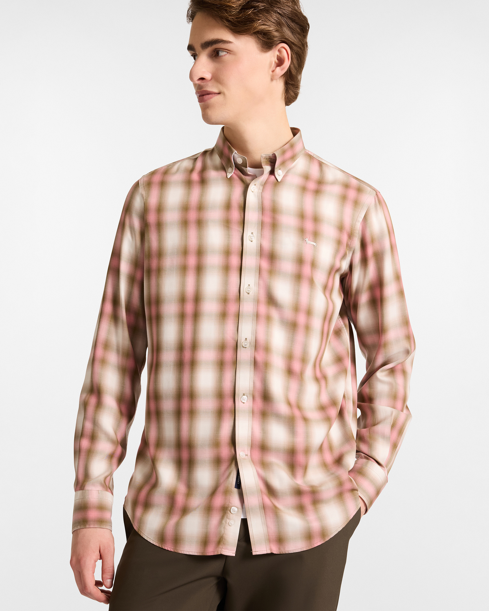 Check Lyocell Shirt, Antique Pink, large