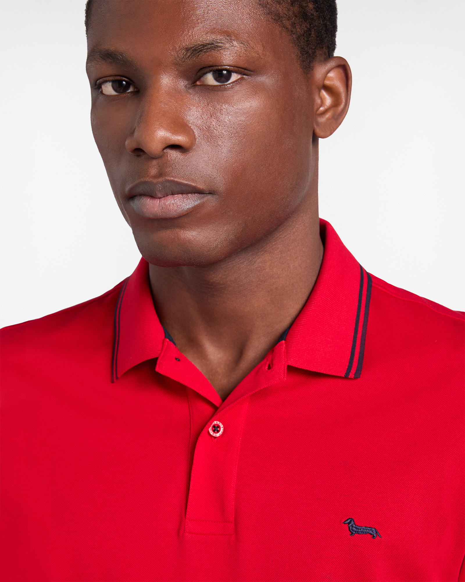 Polo de hombre con detalles de rayas en contraste, Rojo, large image number 2
