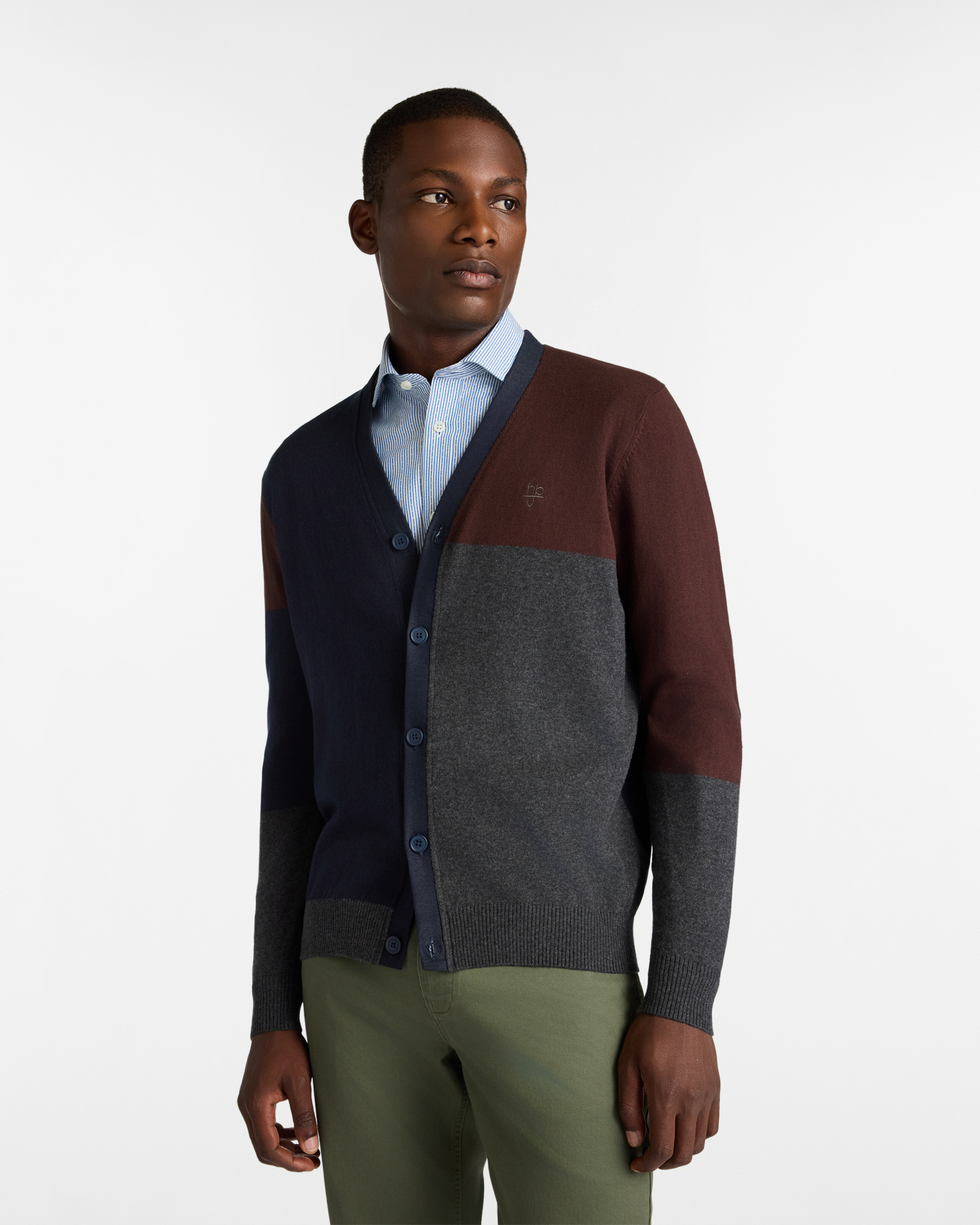 Cardigan with Color Block Design