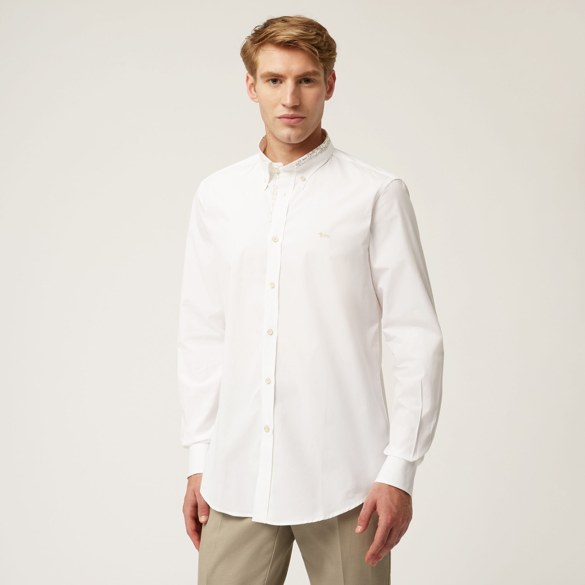 Camisa Con Detalle Estampado, Blanco, large