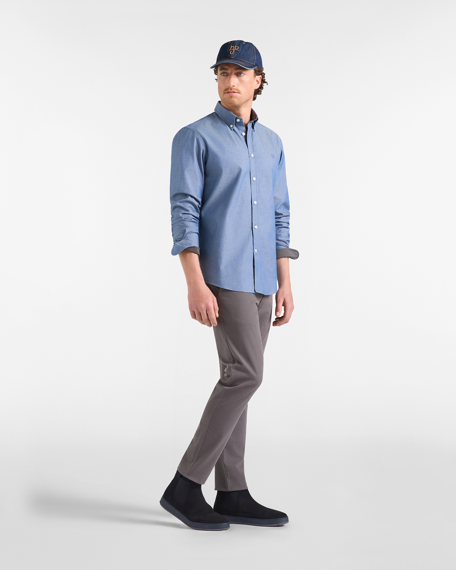 HBJ Men&rsquo;s Regular Fit Stretch Cotton Shirt, DENIM BLUE, large image number 3